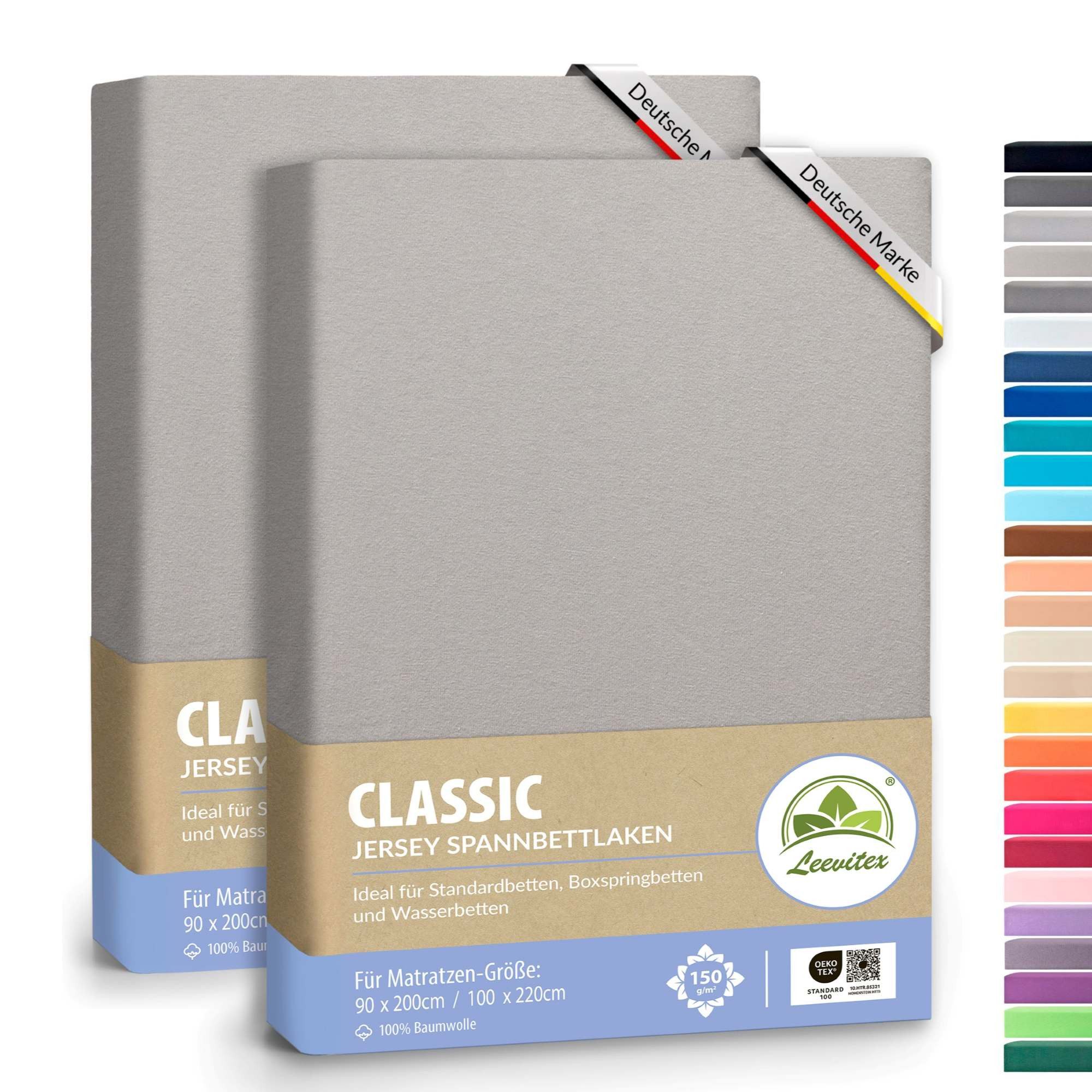 leevitex® Spannbettlaken Spannbettlaken, Mako-Jersey, Gummizug: rundum, (2 günstig online kaufen