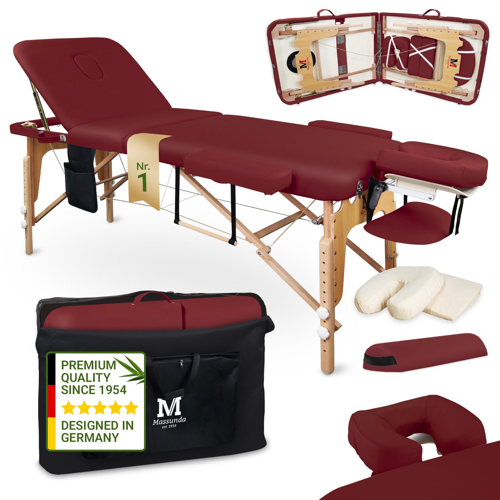 Massunda Massageliege Massunda All-Inclusive – Höhenverstellbar & Mobil mit Armauflage