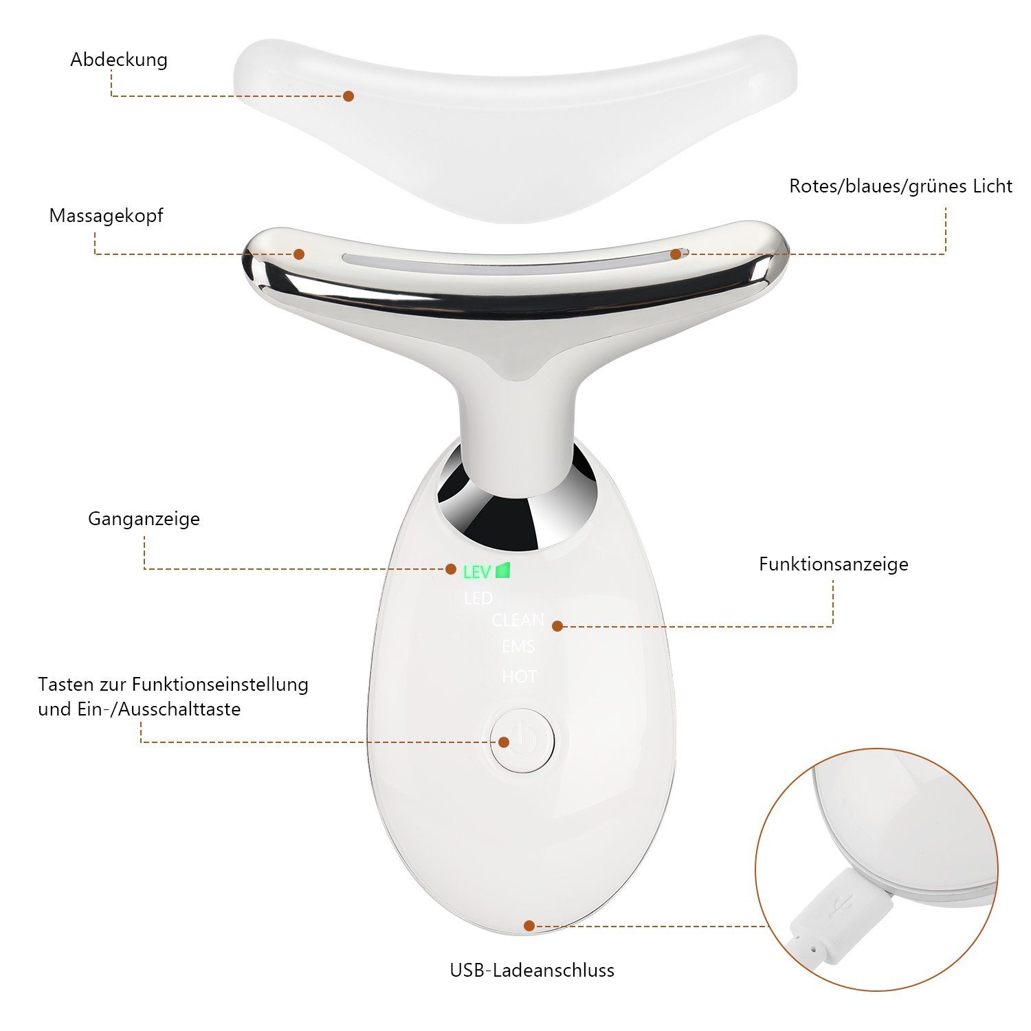 Gesichtsmassagegerät Lifting Anti Gesicht 3 Aging Hautstraffung & mit 45℃ für Vibration, Modi, Gegen Falten Elektrisch Gesicht Massagegerät LETGOSPT