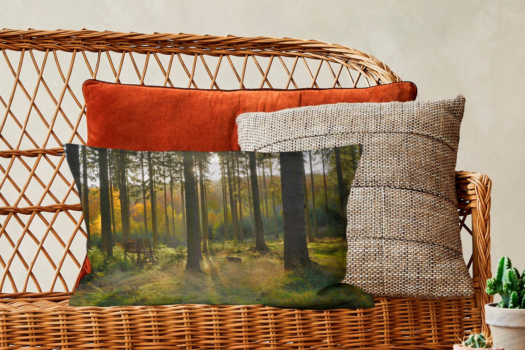 Wohzimmer - MuchoWow Sommer Wald - Zierkissen, Dekokissen Füllung, mit Dekokissen Sonne, Schlafzimmer Dekoration,