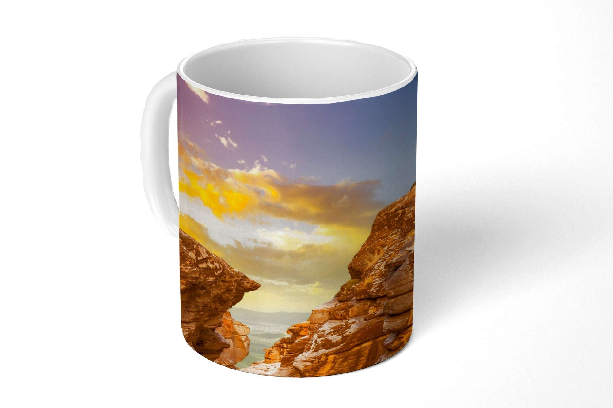 MuchoWow Tasse Felsen - Meer - Sonnenuntergang - Natur - Wasser, Keramik, Kaffeetassen, Teetasse, Becher, Teetasse, Geschenk