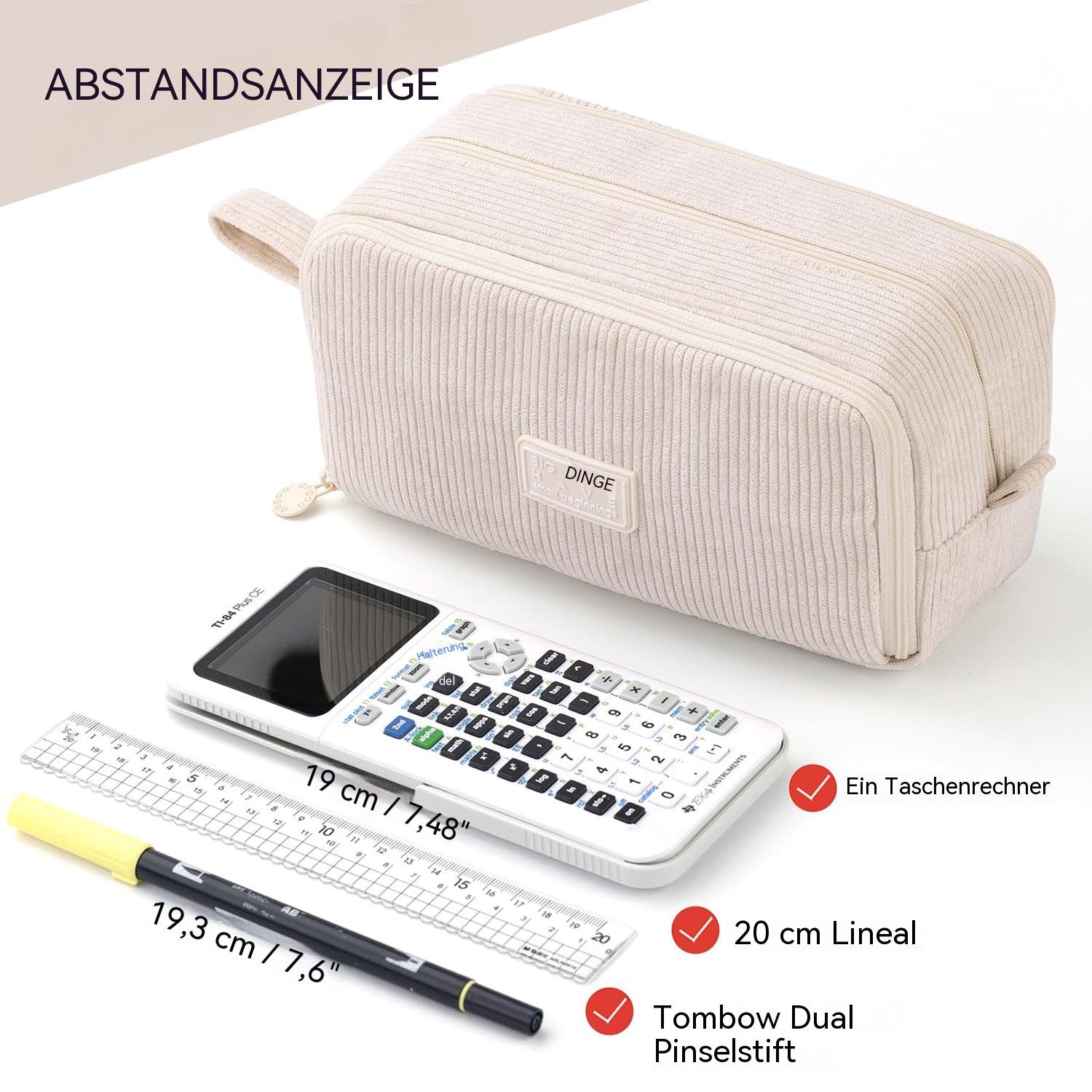 Diwzbyn Federmäppchen Federmäppchen aus Cord-Stoff Federtaschen Mäppchen mit 3 Fächer, Schulmäppchen Große Kapazität Stiftetasche Pencil Case für Schule&Büro