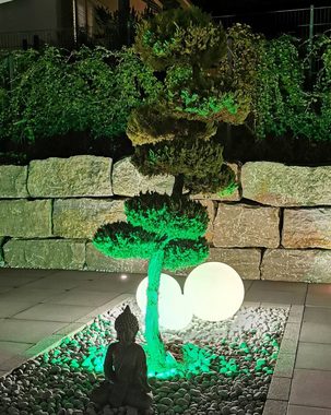 TRANGO LED Gartenleuchte, 200B LED Gartenkugel IP44 Kugelleuchte 20cm Durchmesser *GARDEN* in Weiß inkl. je 1x E27 LED Leuchtmittel 3000K warmweiß & je mit 5m Zuleitungskabel, warmweiß, Gartenleuchte Außenleuchte Wegbeleuchtung