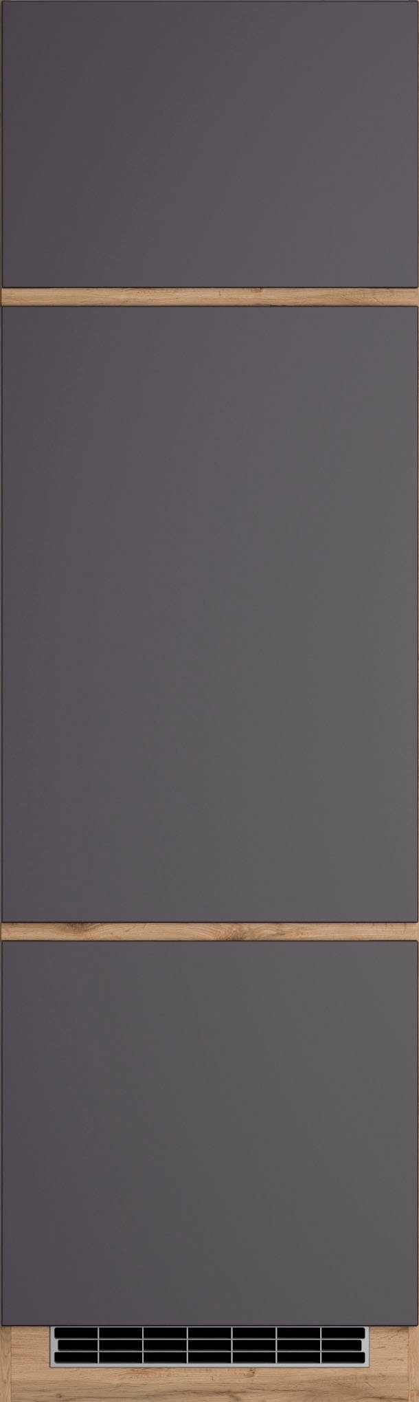 HELD MÖBEL Kühlumbauschrank Riesa Breite 60 cm, MDF-Fronten Matt grau | wotaneiche