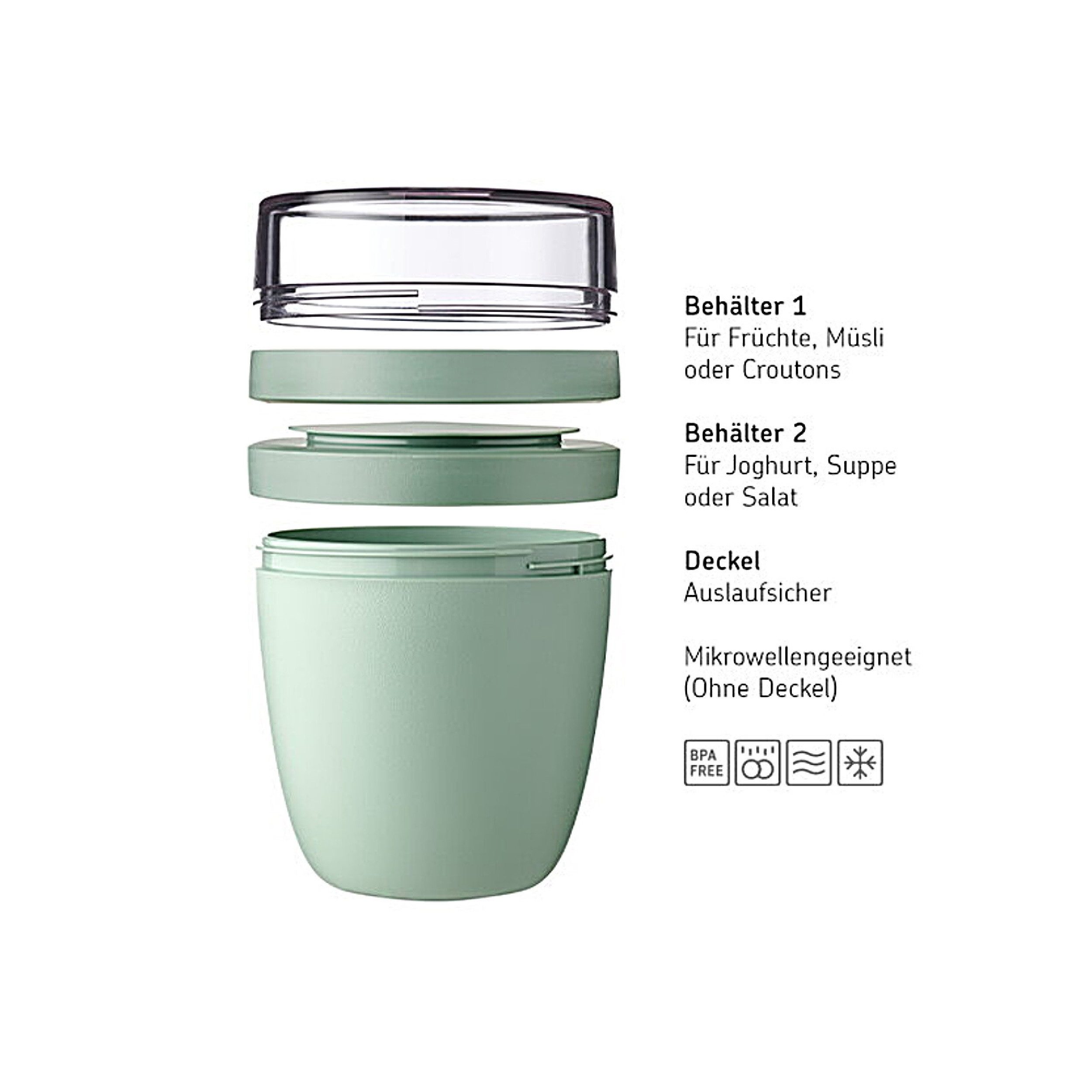 Mepal Lunchbox Bento-Lunchbox mit Lunchpot und Müslibecher, ideal für 8 Butterbrote, Lunchbox mit Fächern Large mit Lunchpot – Bild 2 von 5