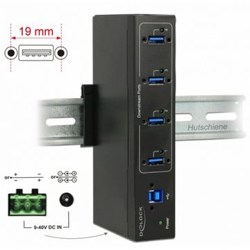 Delock Externer Industrie Hub 4 x USB 3.0 Typ-A USB-Kabel