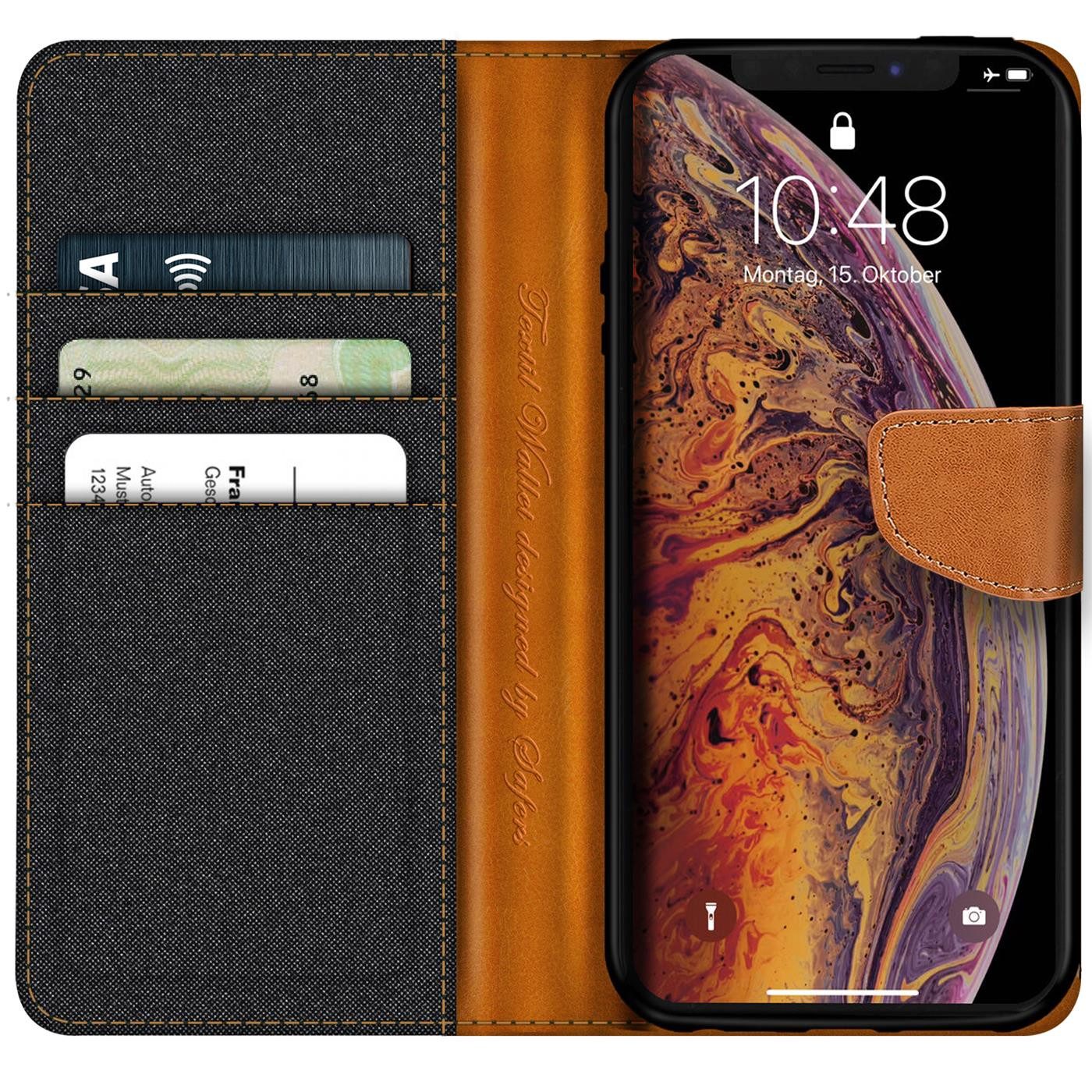 CoolGadget Handyhülle Flip Case Wallet Cover Book Tasche für Apple iPhone X / XS 5,8 Zoll, Handy Tasche mit Kartenfach Book Schutzhülle