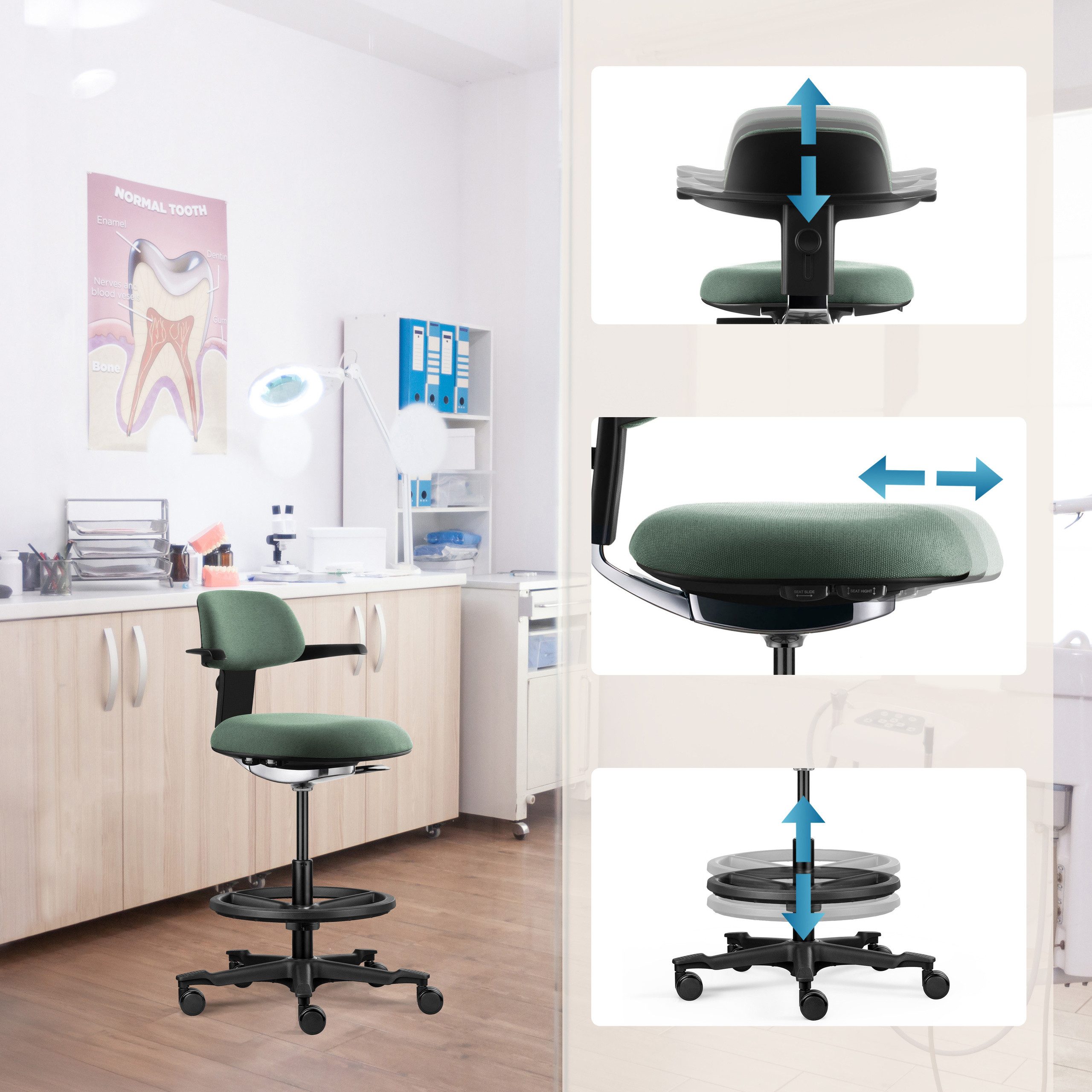 hjh OFFICE Drehstuhl Arbeitsstuhl TOP WORK 40 Stoff mit Armlehnen (1 St), Bürostuhl Drehstuhl