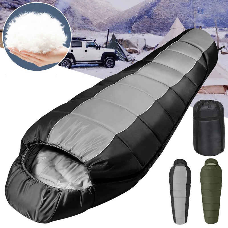 XERSEK Mumienschlafsack Schlafsack Winter, -15°C bis 10°C, (2.4KG Campingschlafsack Zelt mit Tragetasche), für Wandern Reise