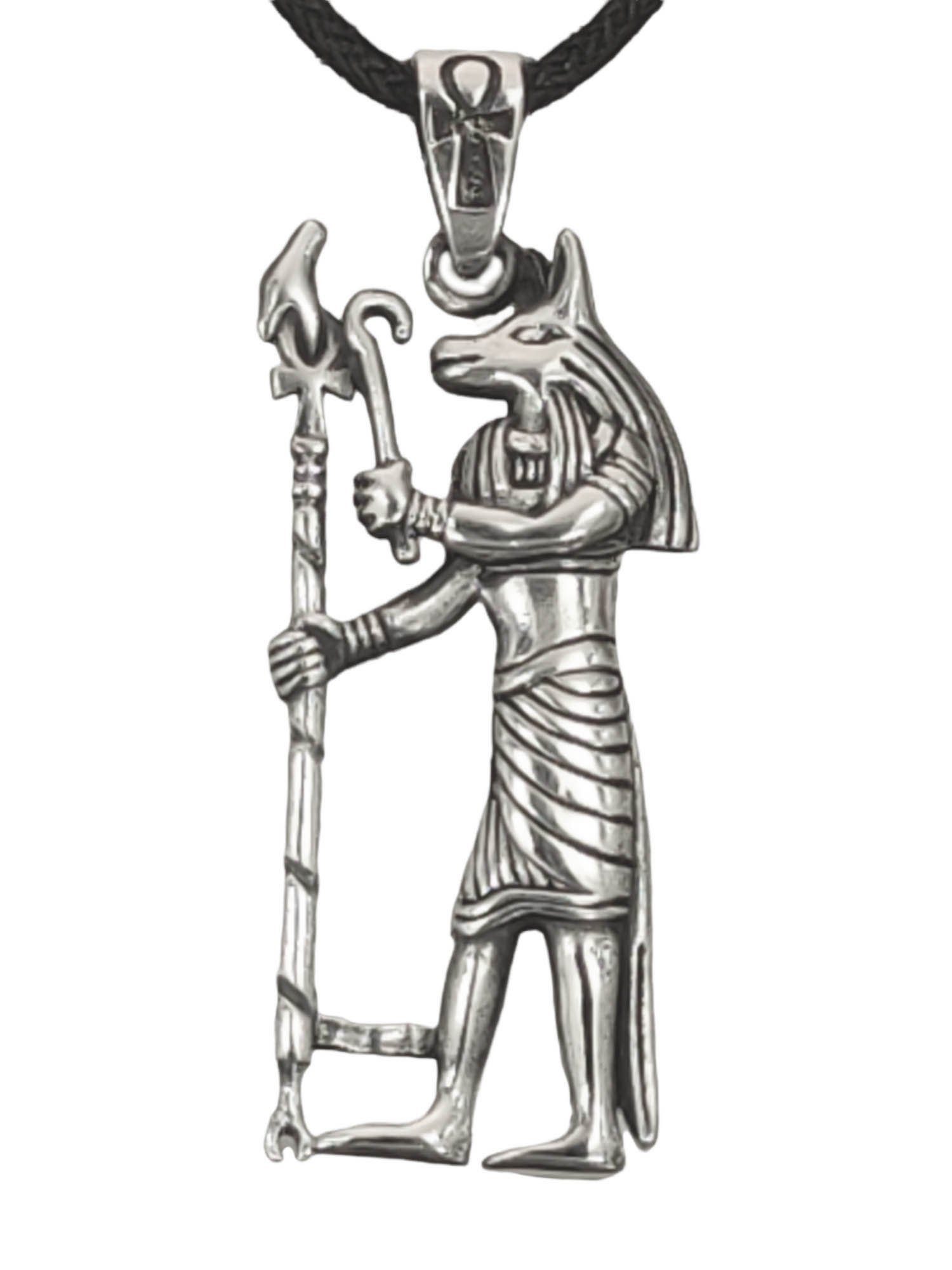 Schakal of Schakalkopf Kettenanhänger Kiss Silber Sterling 925 Ägyptisch Nr.435 Anubis Leather Anhänger Ägypten