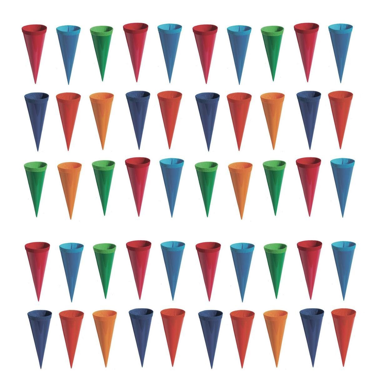 Stylex Schreibwaren Schultüte 50 Deko Schultüten / Länge: 12,5cm / 6 verschiedene Farben