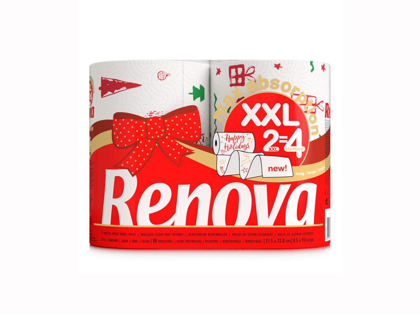 Renova Papierküchenrolle XXL Christmas (Packung 2-St), bedruckt