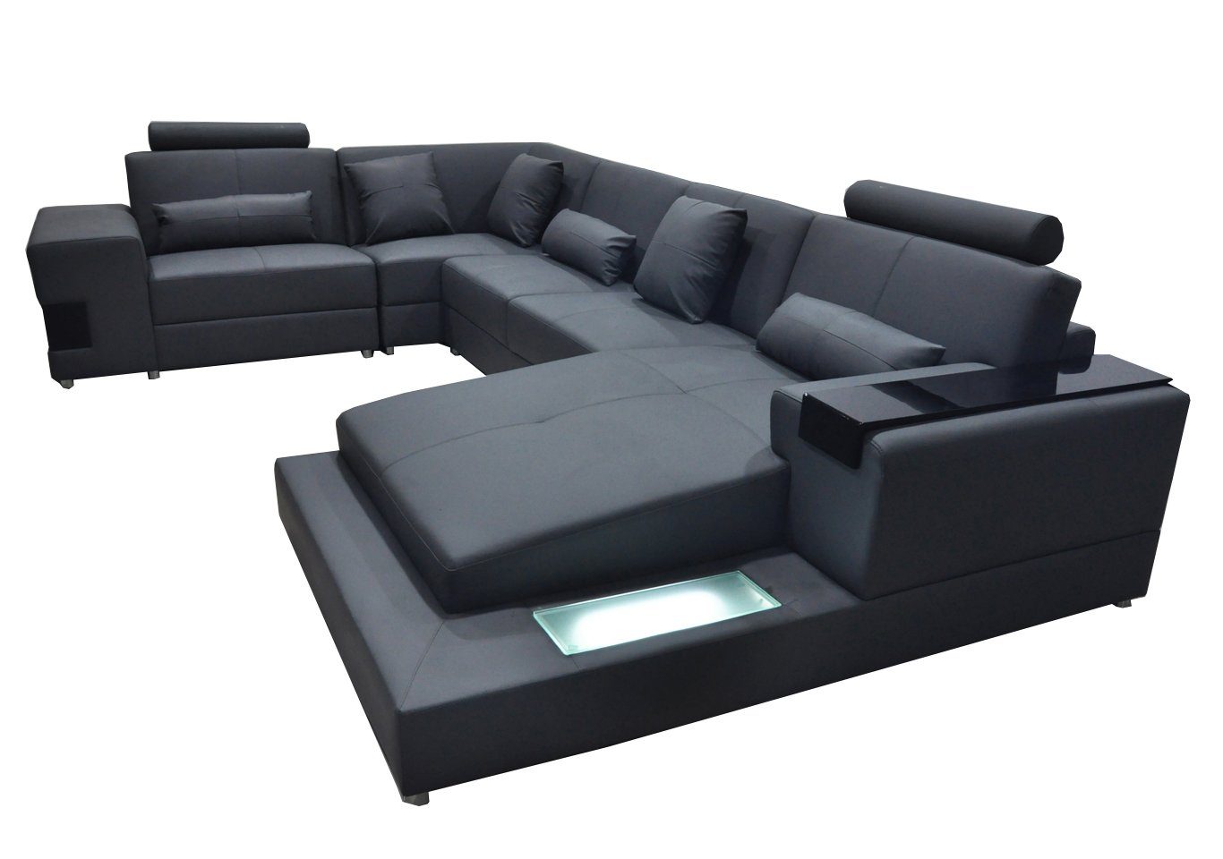 U-Form Wohnlandschaft Eck Ledersofa Modern Sofa Design JVmoebel Couch Ecksofa,