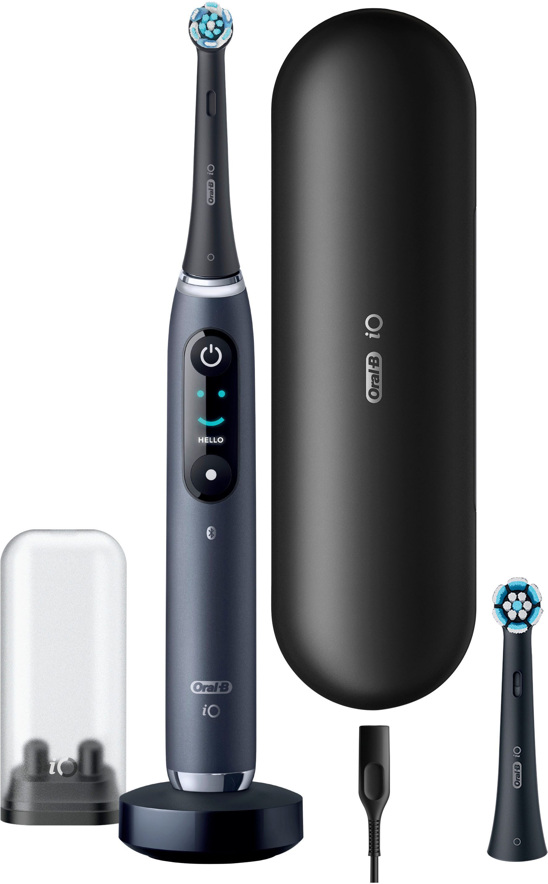 Oral-B Elektrische Zahnbürste Oral-B iO Series 9, Aufsteckbürsten: 2 St., 2 Aufsteckbürsten, 7 Putzmodi für Zahnpflege, 3D-Analyse, Farbdisplay & Lade-Reiseetui