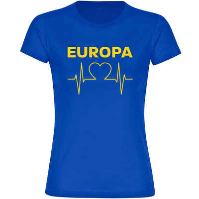 multifanshop T-Shirt Damen Europa - Herzschlag - Frauen