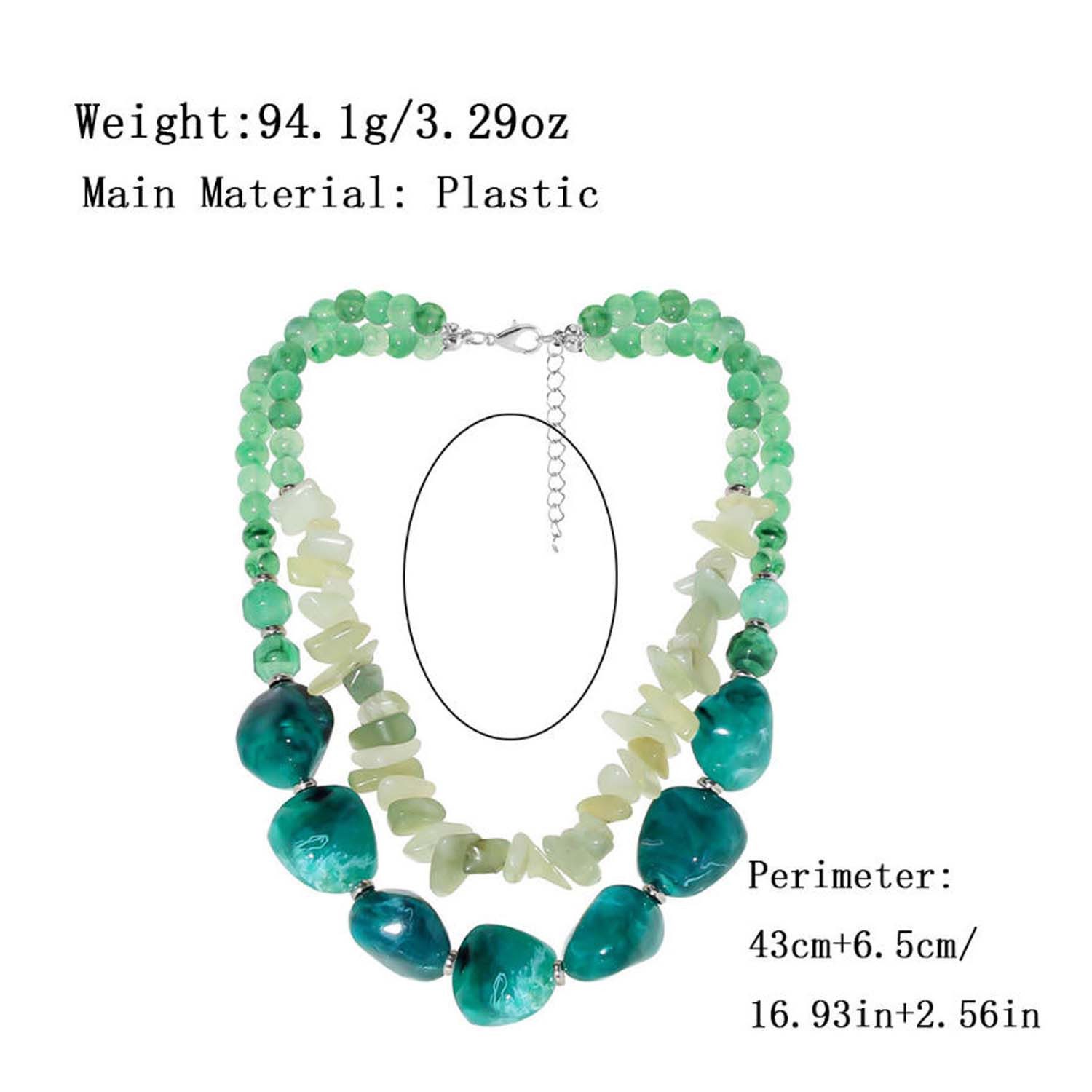 trends for living Ketten-Set Retro-Halskette aus unregelmäßigen grün Harzpe günstig online kaufen