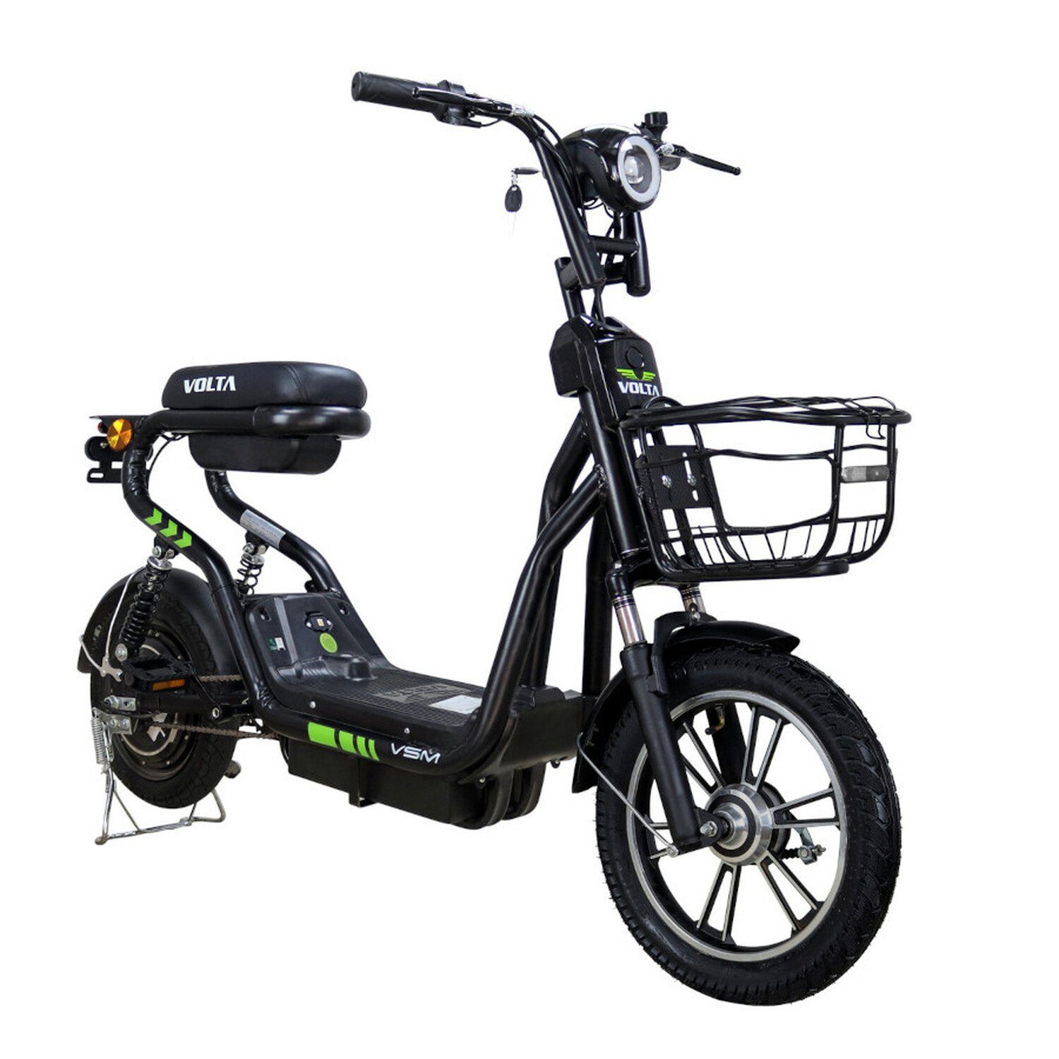 TPFLiving E-Bike VOLTA VSM - Elektro-Klapprad ab 16 Jahren mit  Batterieanzeige, 250 W, (e-Bike - Fahrrad elektro - elektrischer Scooter,  Akku: 1 x 48 Volt/14Ah), mit LCD Display und 6-Gang Handschaltung - Farbe:  schwarz