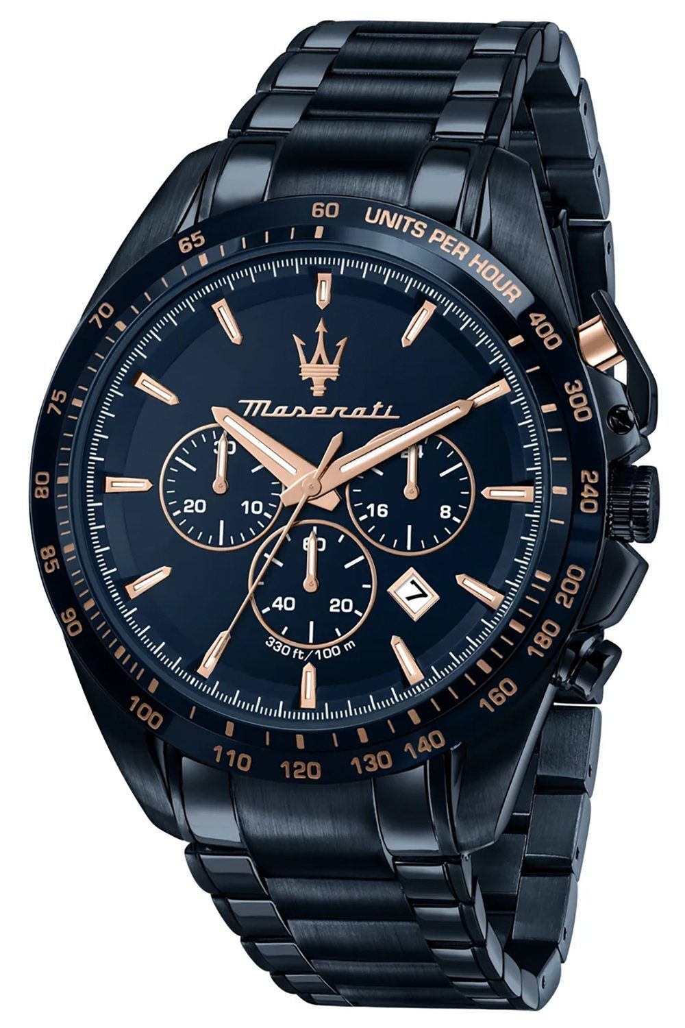 Blau/Roségoldfarben Quarzuhr Chronograph Time Traguardo Maserati MASERATI