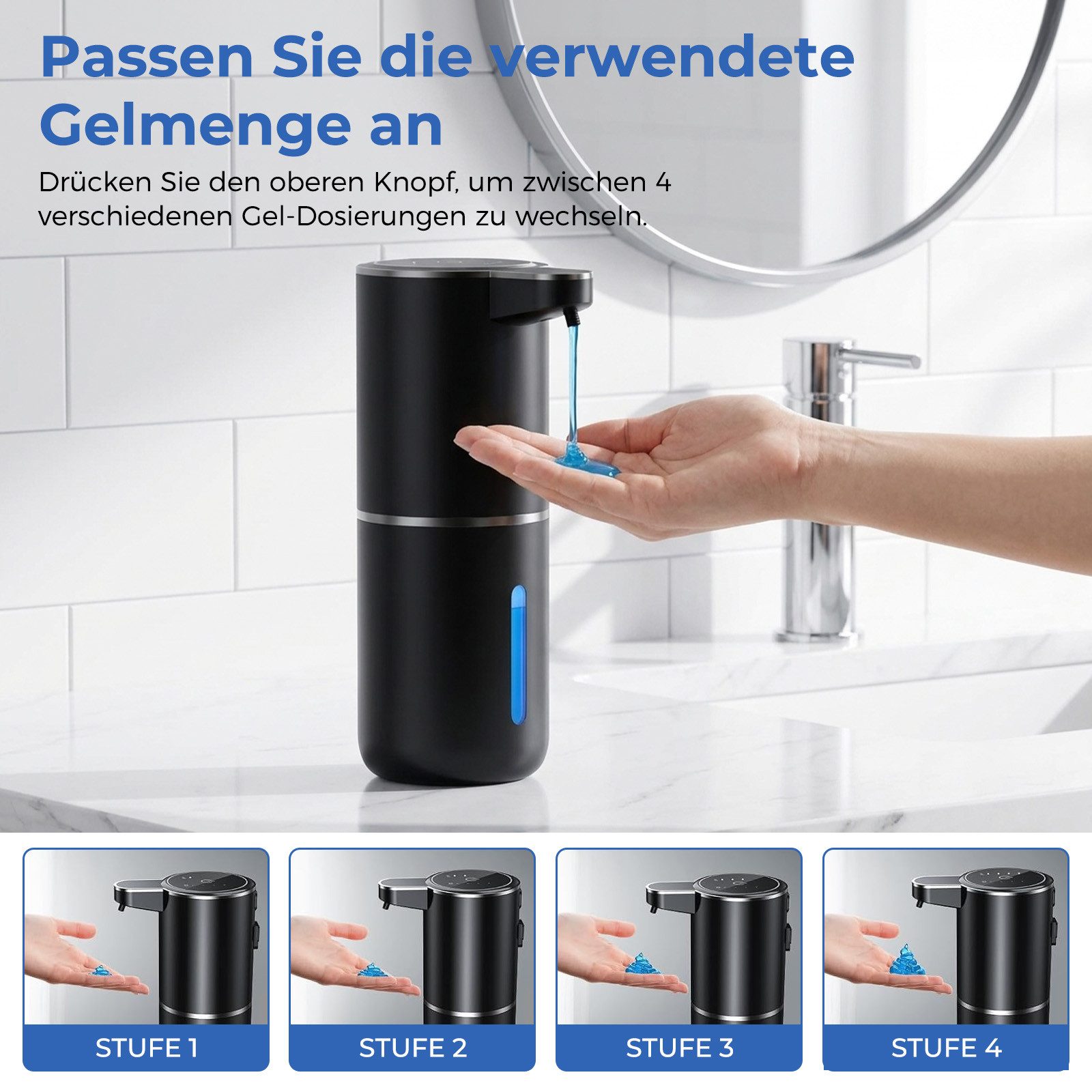 AKKEE Seifenspender Automatischer Schaumseifenspender Mit Infrarotsensor, 380ml Elektrischer – Bild 3 von 5