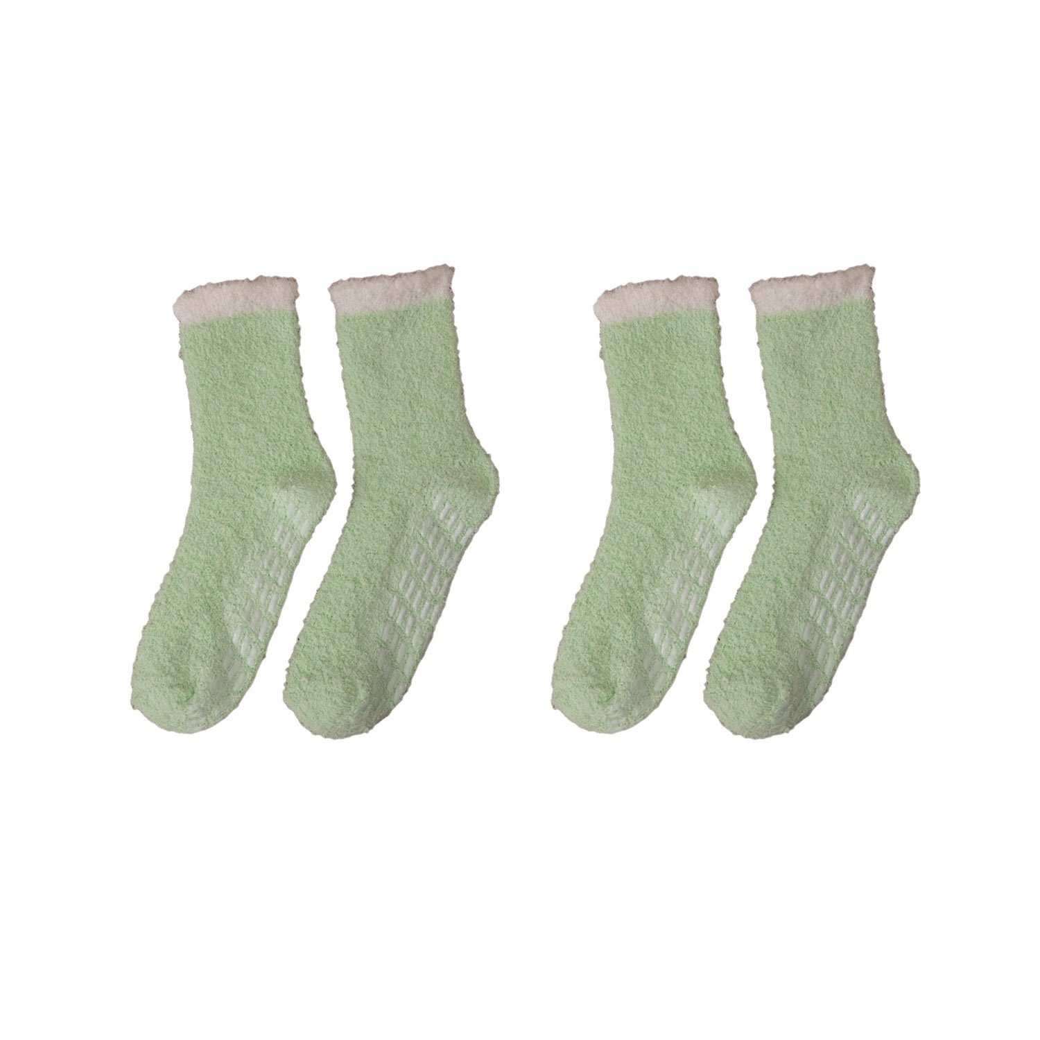 Socken Rutschfeste flauschige für Langsocken Grün weiche Winter und Paare MAGICSHE warme Fleece 2 Socken