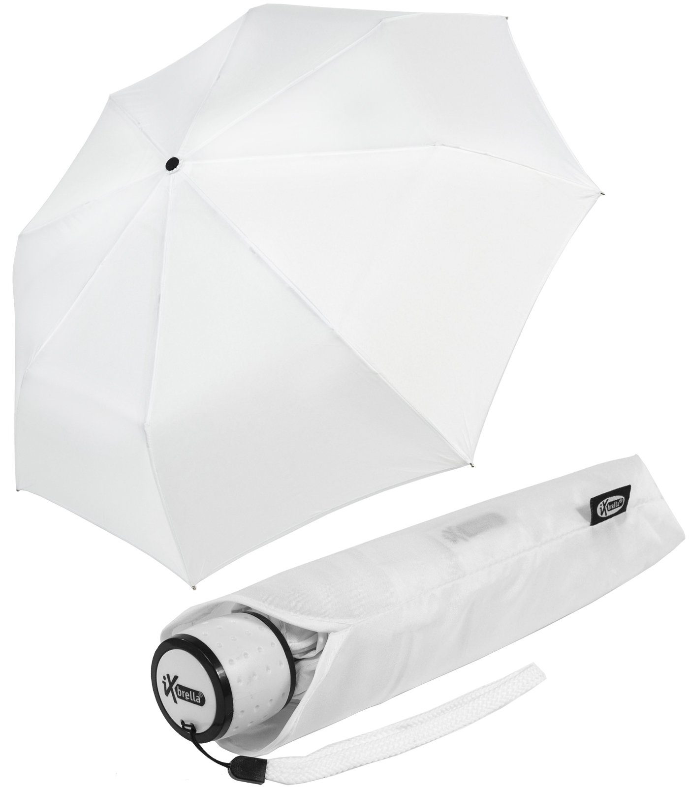 iX-brella Taschenregenschirm Mini Ultra Light - mit großem Dach - extra leicht, farbenfroh weiß
