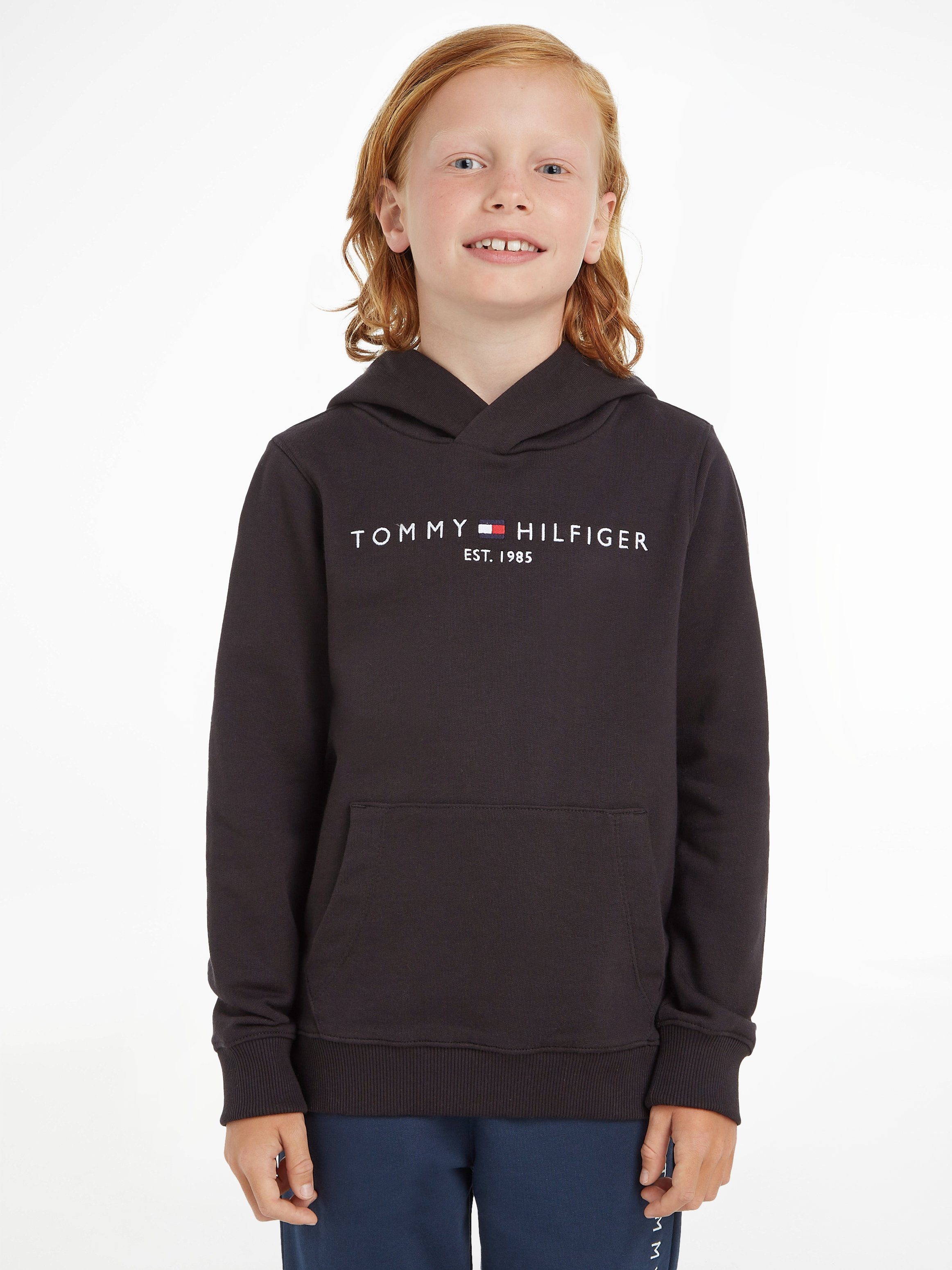 Kids Junior Kinder MiniMe,für und Mädchen Kapuzensweatshirt ESSENTIAL Jungen HOODIE Tommy Hilfiger