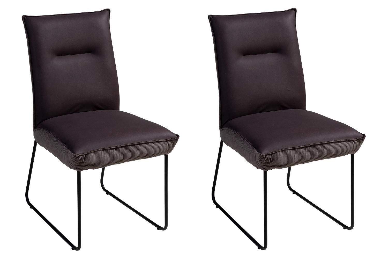 G+K Möbelvertriebs GmbH Polsterstuhl DOSSO, Schwarz, Braun, Metallgestell, Webstoff, (Packung, 2 St)