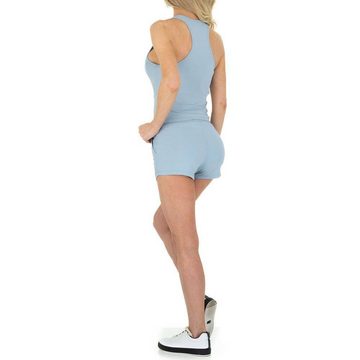 Ital-Design Freizeitanzug Damen Freizeit Hotpants, Lagenlook Stretch Jogging- & Freizeitanzug in Blau