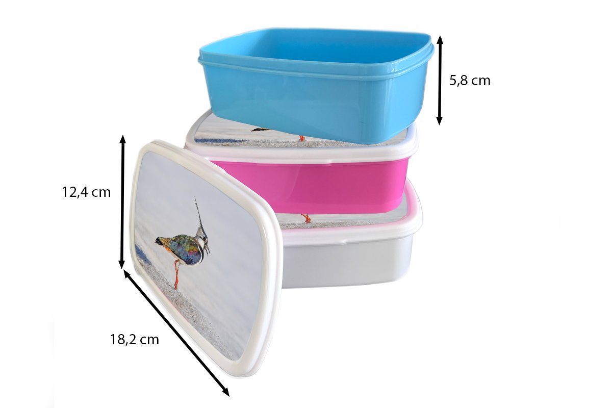Kiebitz, Tiere Brotbox (2-tlg), MuchoWow rosa Vogel - Erwachsene, für Brotdose Kunststoff Snackbox, Mädchen, Lunchbox - Sand - Kinder, Kunststoff,
