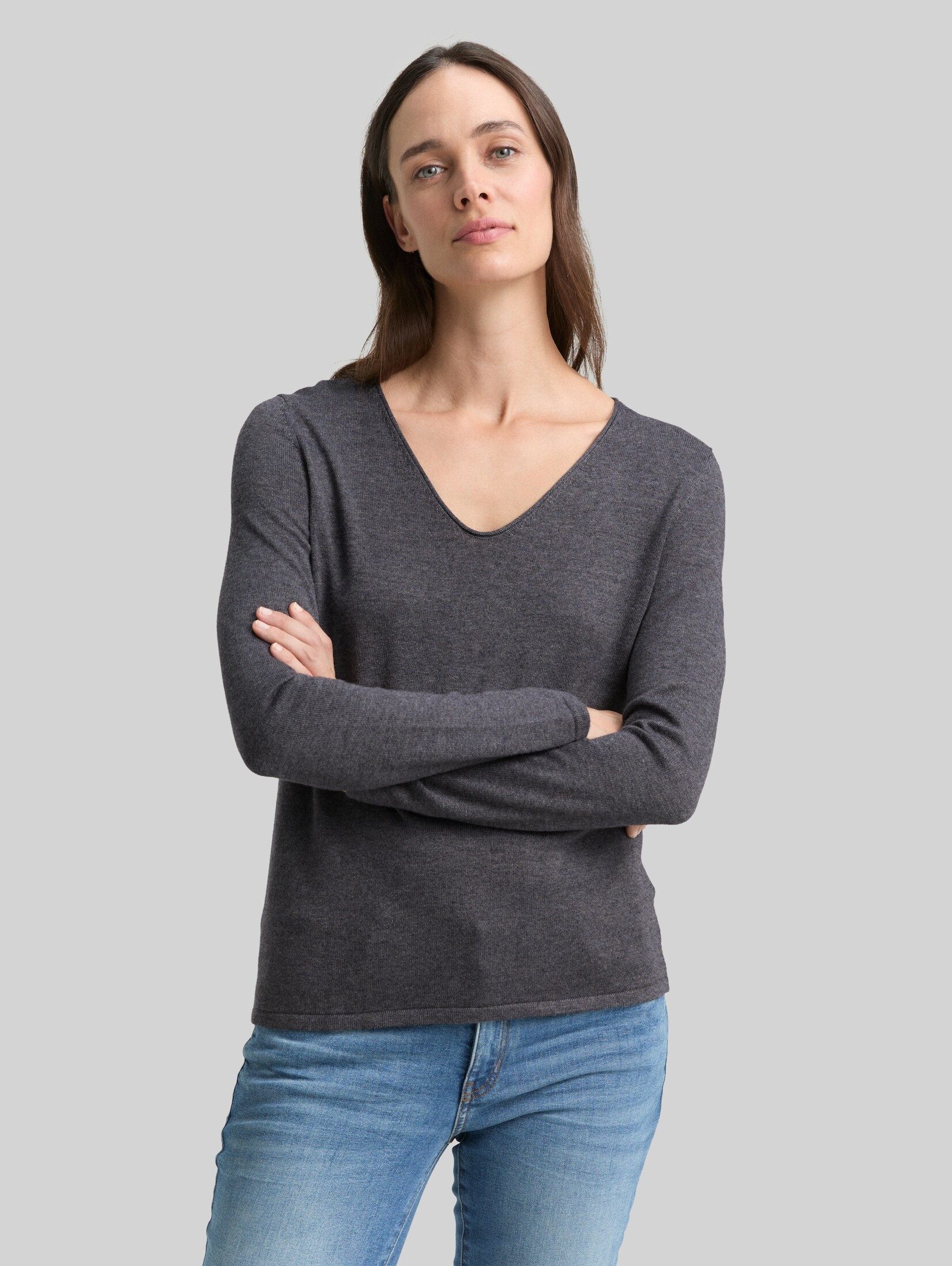 TOM TAILOR Strickpullover Pullover & Strickjacken Strickpullover mit V-Ausschnitt