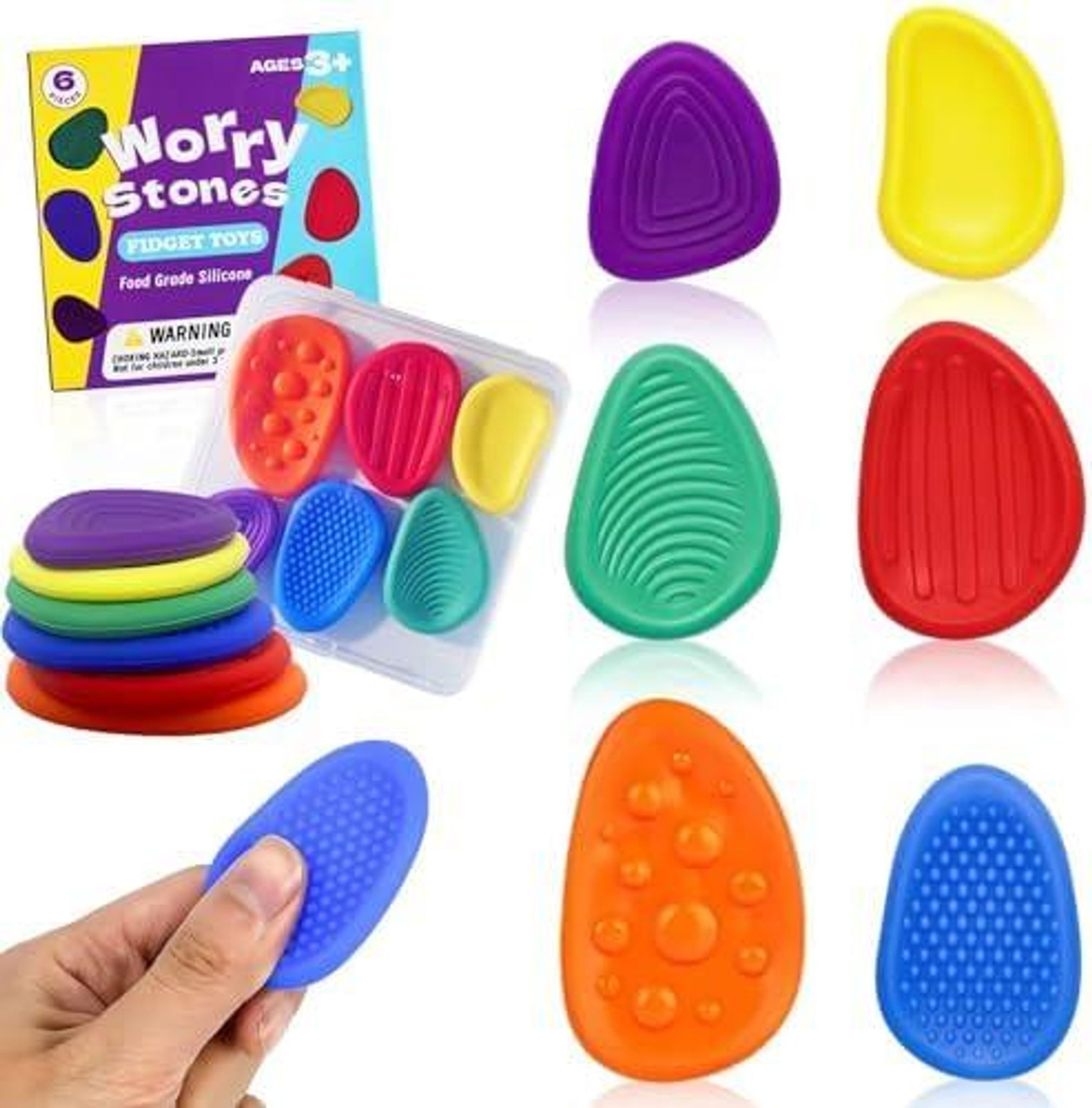 FELIXLEO Fidget Spinner 18 Sensory Stones Fidget Toys, Anti Stress Spielzeug zur Beruhigung