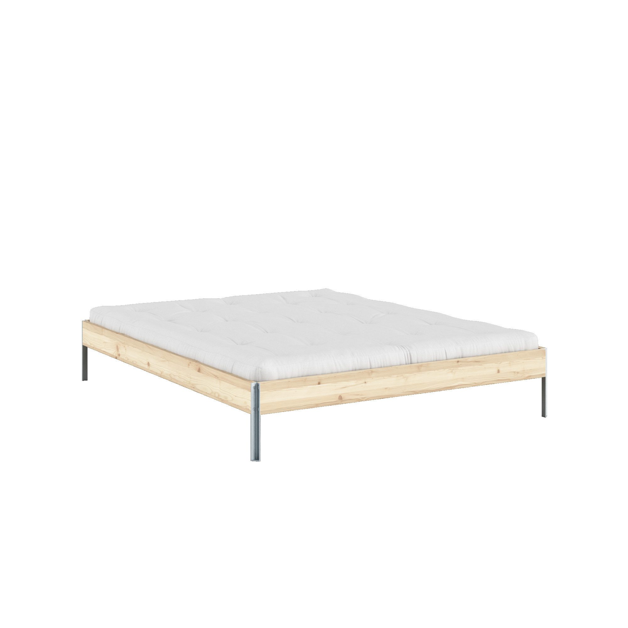 Karup Design Bettgestell CORE BED Bodenbett, Holzrahmen, Futonbett, Jugendbett, Holzbett, Massivholzbett mit Lattenrost, Kiefer massiv, Doppelbett ohne Kopfteil