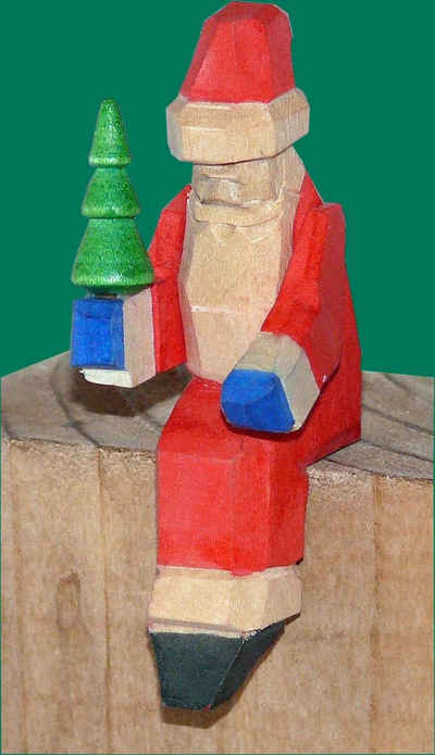 Weihnachtsfigur Weihnachtsfigur Weihnachtsmann mit Bäumchen geschnitzt Höhe 6cm NEU