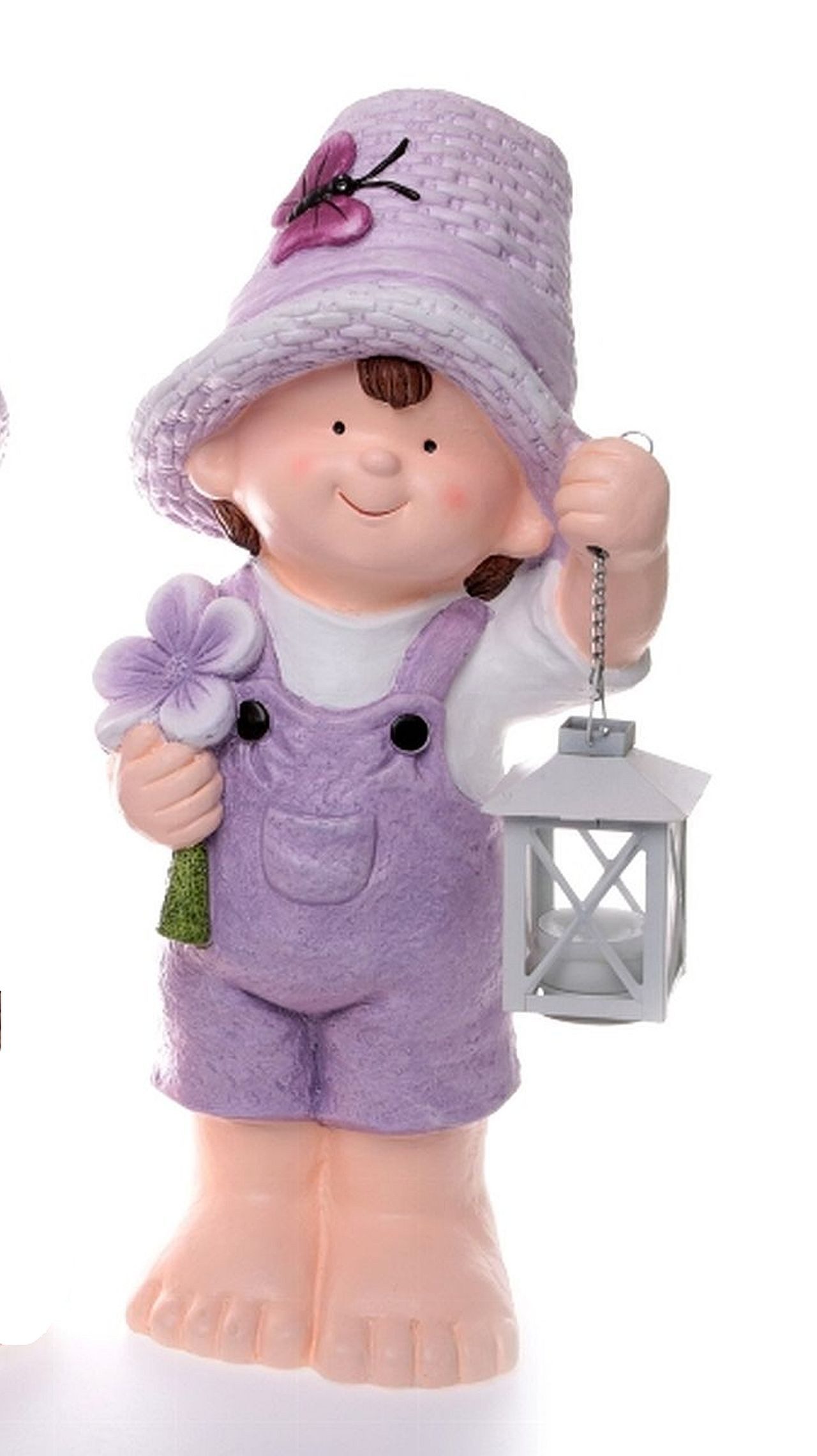 Dragimex Dekofigur Gartenkinder Keramik 44,5 cm – Junge oder Mädchen – Frühlingsdeko