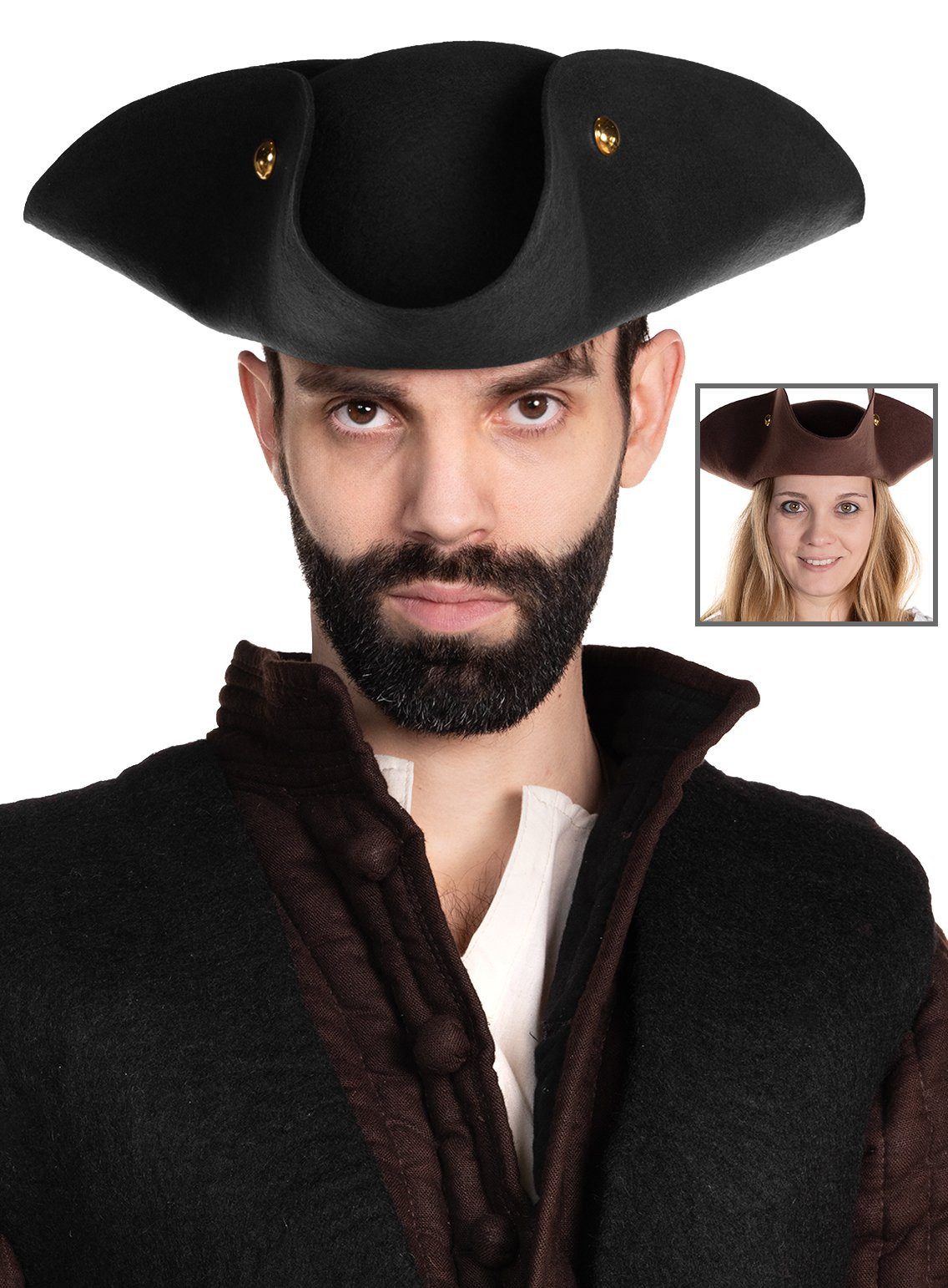 Metamorph Piraten-Kostüm Piratenhut Dreispitz - Henry, Alle Seeräuber gut aufgepasst! Hier kommt der Piratenhut aus edlem Wo