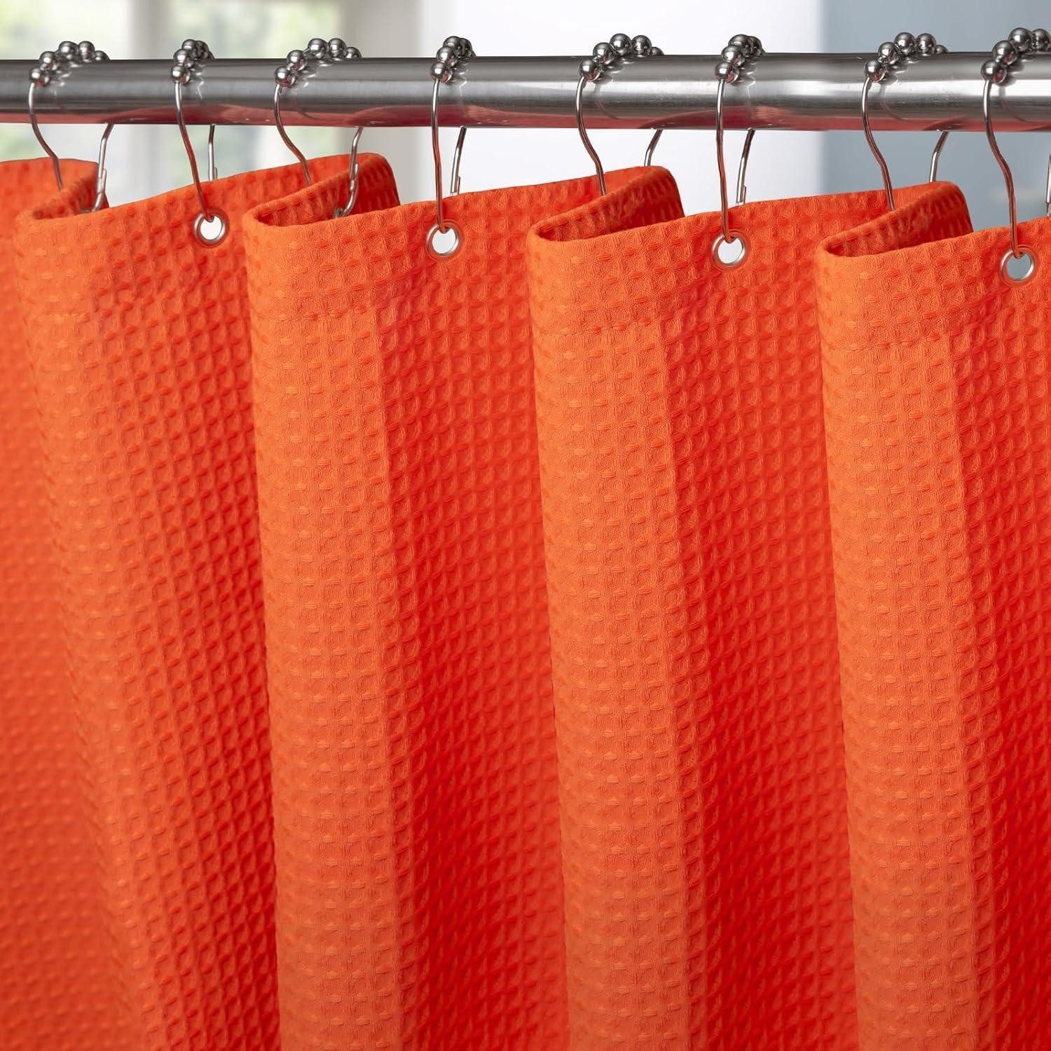 LuxusKollektion Duschvorhang Waffel Duschvorhang Metall Duschvorhangringe Stoff 182x182cm Orange