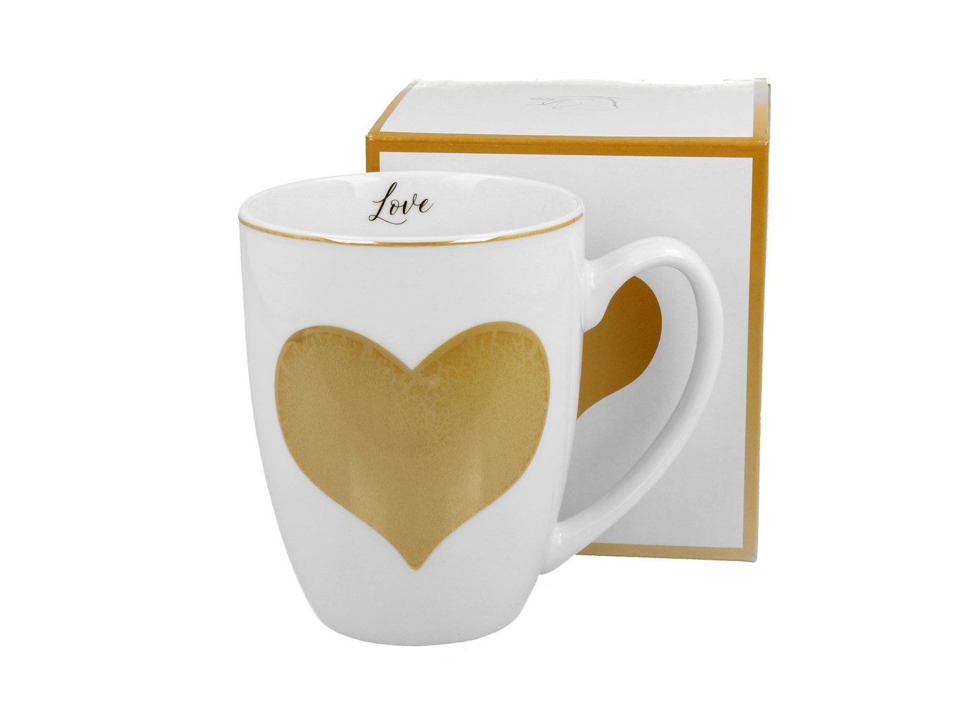 Tasse Gold Heart Herz Classic Porzellan 0,36 L im Geschenkkarton