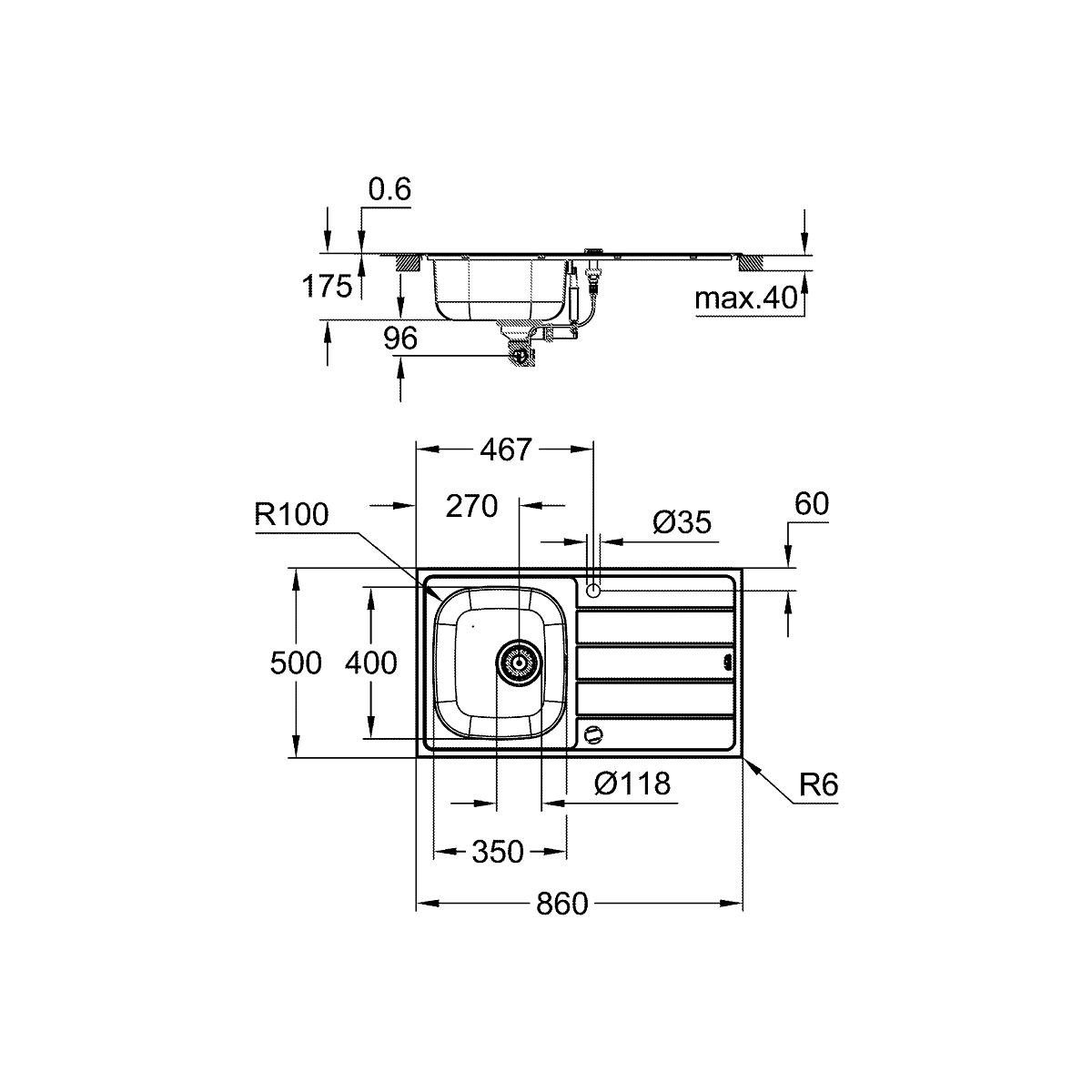 Grohe Edelstahlspüle Bau Set (Spüle und Küchenarmatur) Edelstahl (31562SD1) – Bild 3 von 3