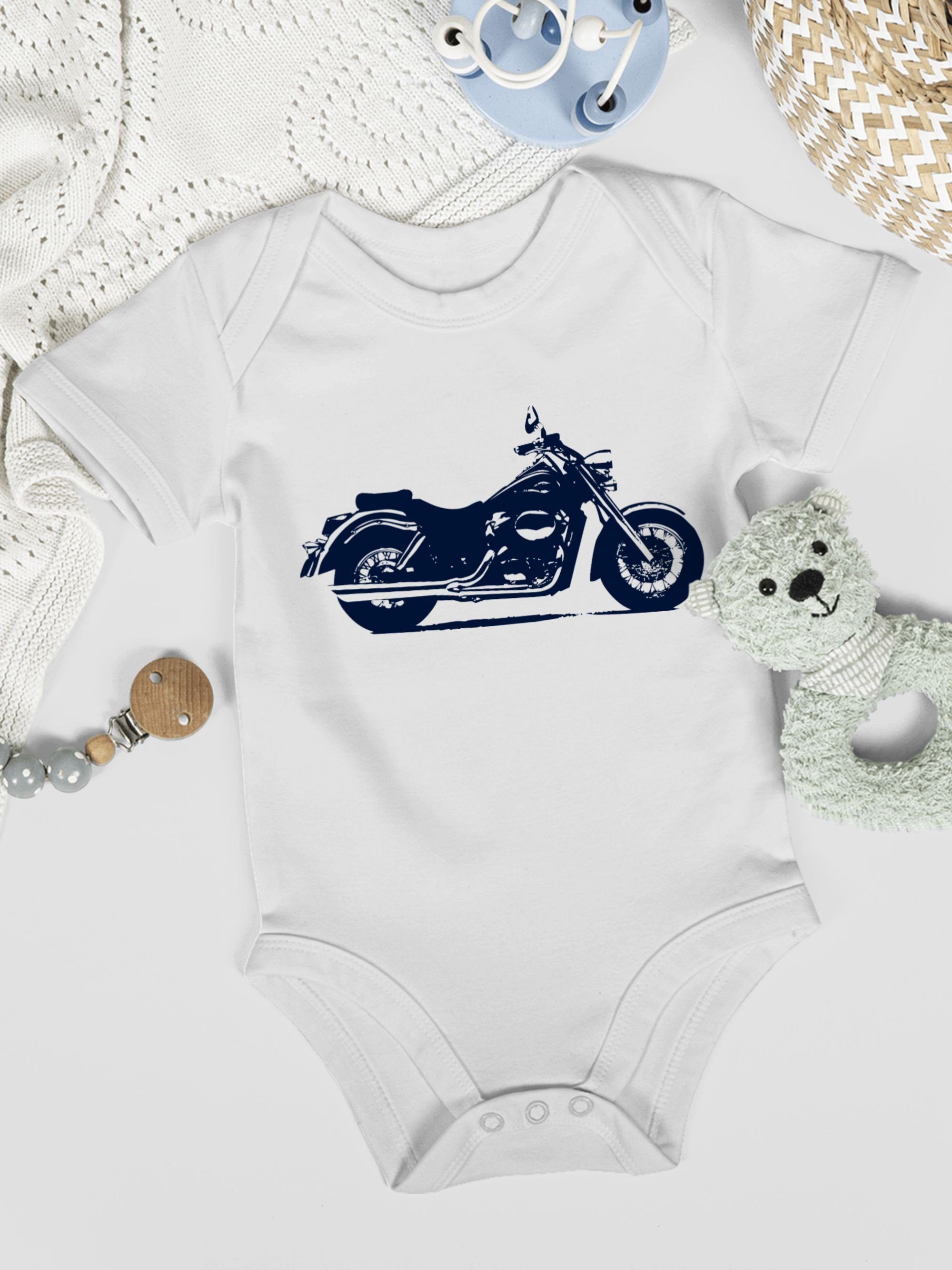 Weiß Traktor Motorrad Shirtbody 1 Baby Co. und Shirtracer Bagger