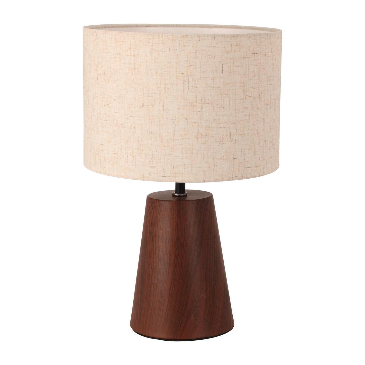 Koopman Tischleuchte MURIEL, Braun, Weiß, Metall, Textil, Holzoptik, ohne L günstig online kaufen