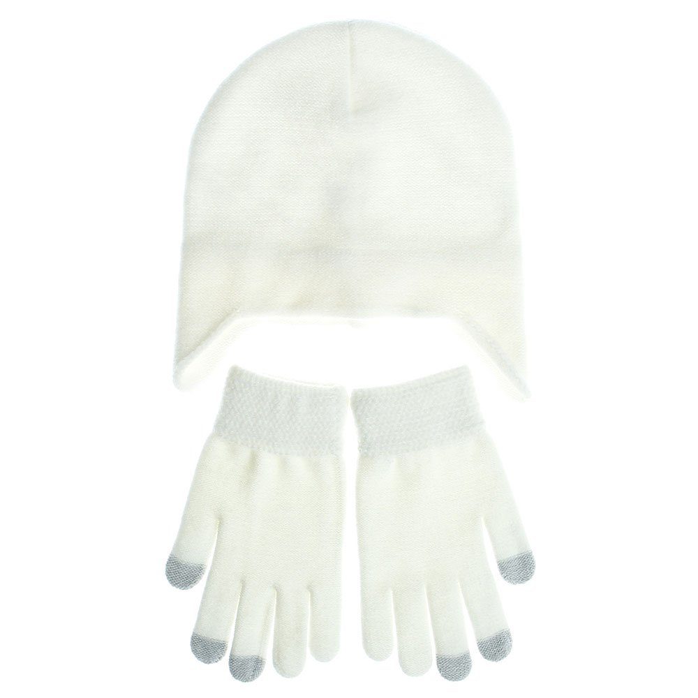 Unisex warmes Set gemütliches Handschuhe 2Stück Strickmütze LAKKEC Weiß Strickmütze Winter