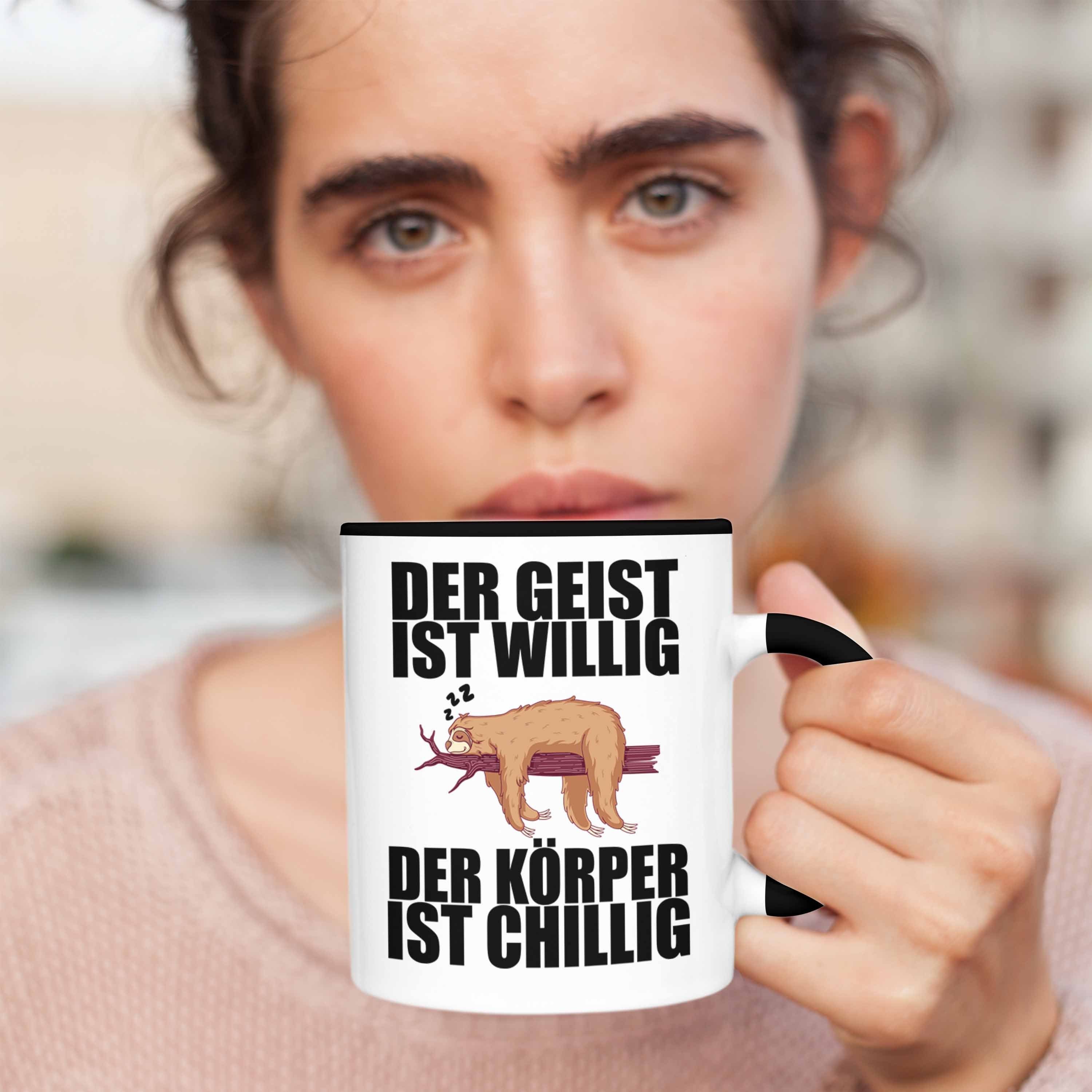 Trendation Tasse Trendation - Spruch Tasse Geschenk Büro Arbeitskollege Mitarbeiter Faultier Lustige mit Schwarz