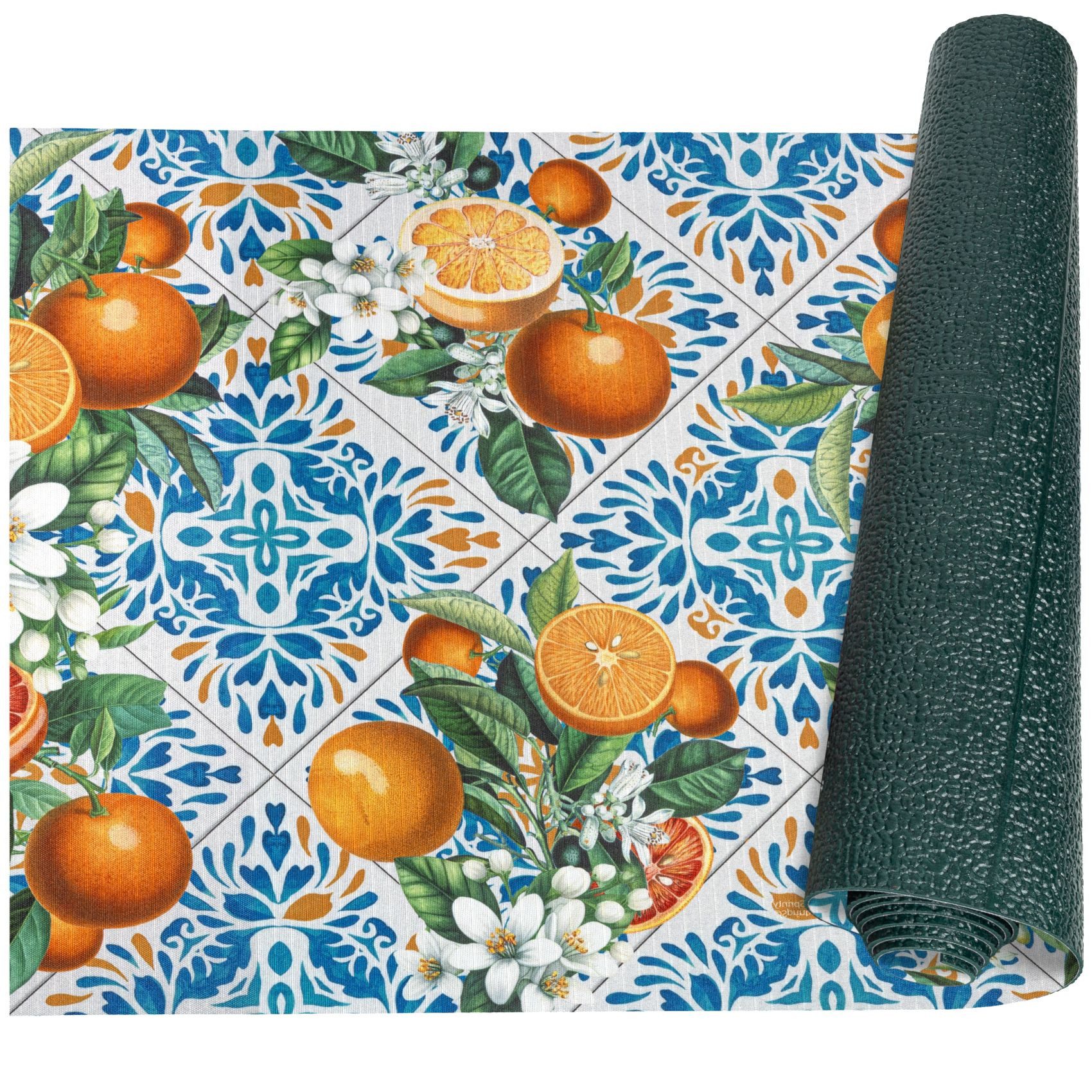 ANRO Küchenläufer GreenLine Teppichläufer Textil, Rechteckig, Höhe: 3 mm, Bodenläufer 100cm Orange Blau pflegeleicht