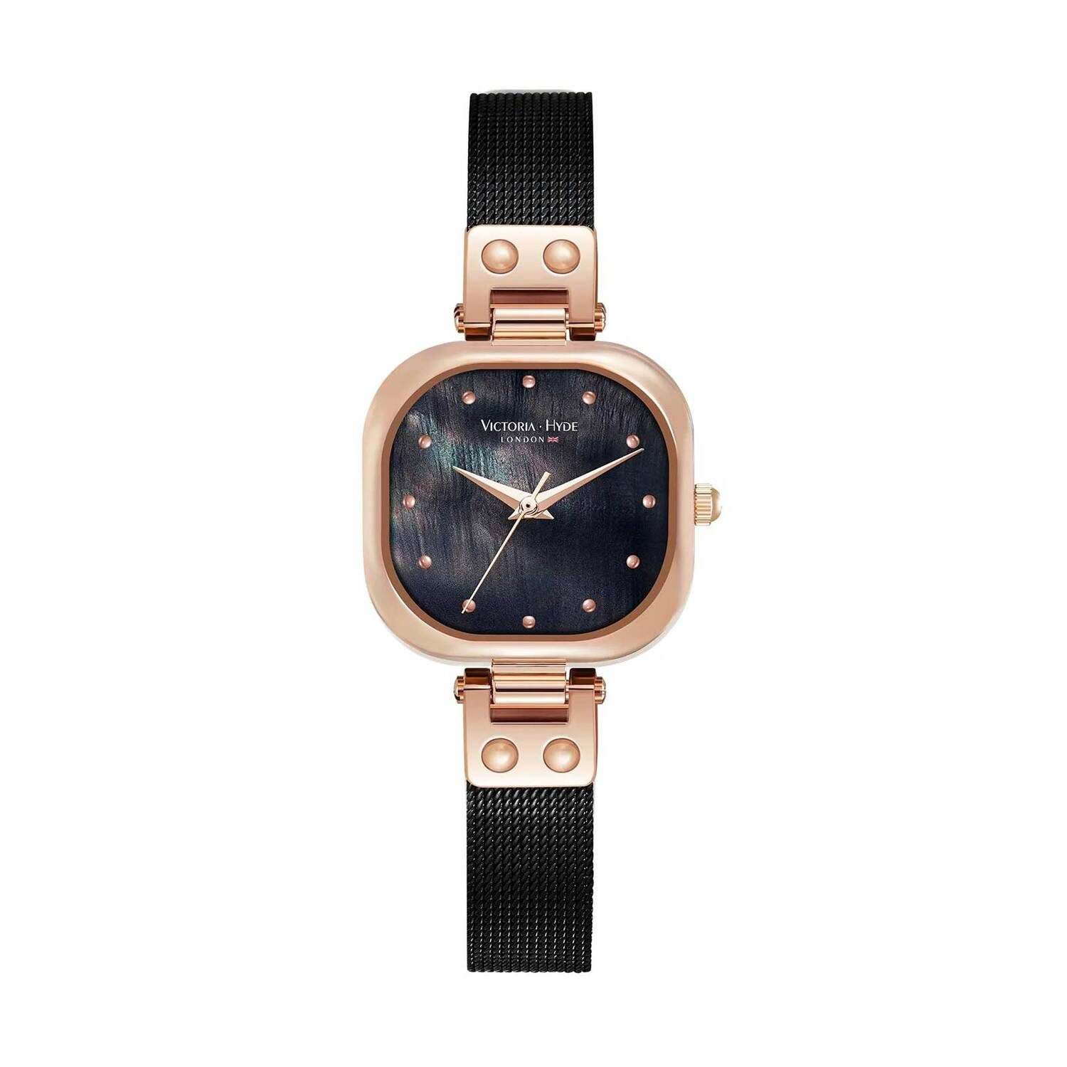 Victoria Hyde Rock Damen Armbanduhr, Damenuhr, Edelstahlarmband, analog Lederarmband Quadratisch, (1-tlg., Kein Set)