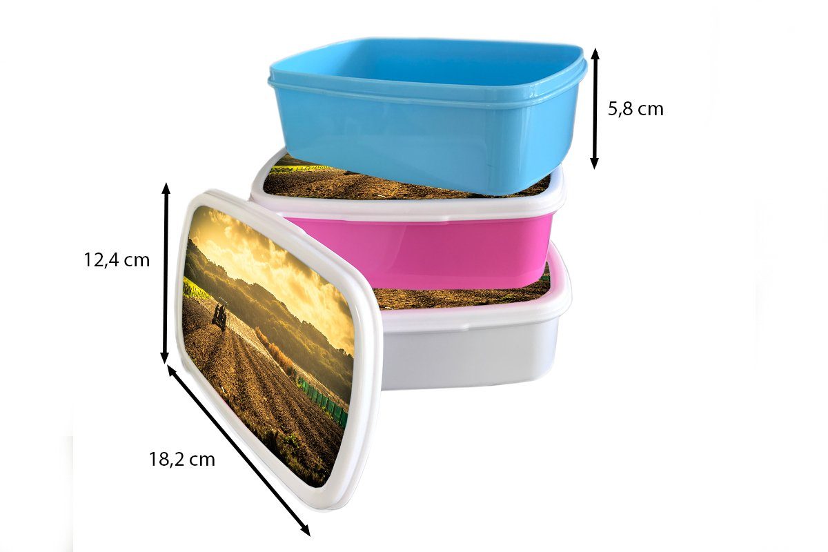 (2-tlg), für und MuchoWow Bauernhof Kunststoff, Kinder Brotbox - Brotdose, Jungs Erwachsene, Lunchbox Traktor Mädchen für weiß Berg, und -