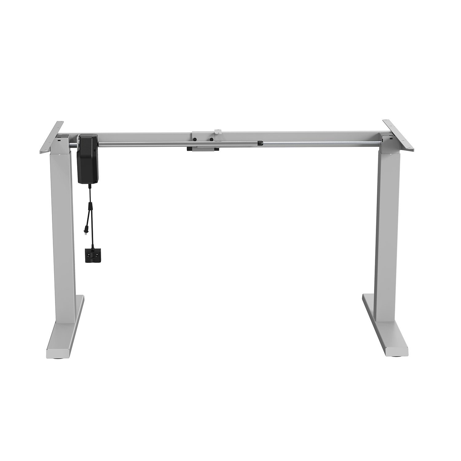 Sitz-Steh-Schreibtisch ER-403, Maclean Tischgestell Weiß/Schwarz/Grau Schreibtisch