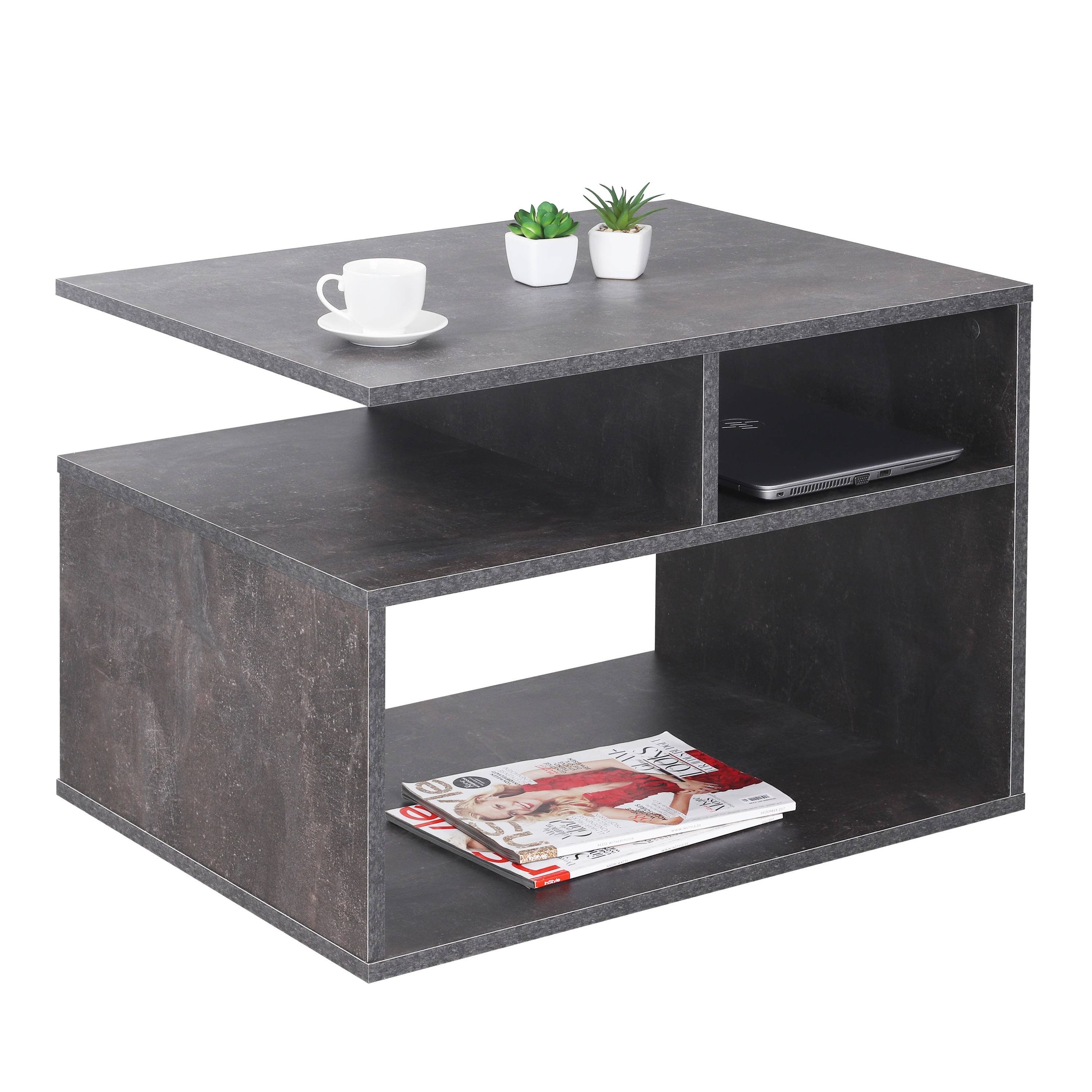RICOO Couchtisch WM095-BG (1-St), Sofatisch mit Stauraum Wohnzimmer Tisch Beistelltisch Kaffeetisch