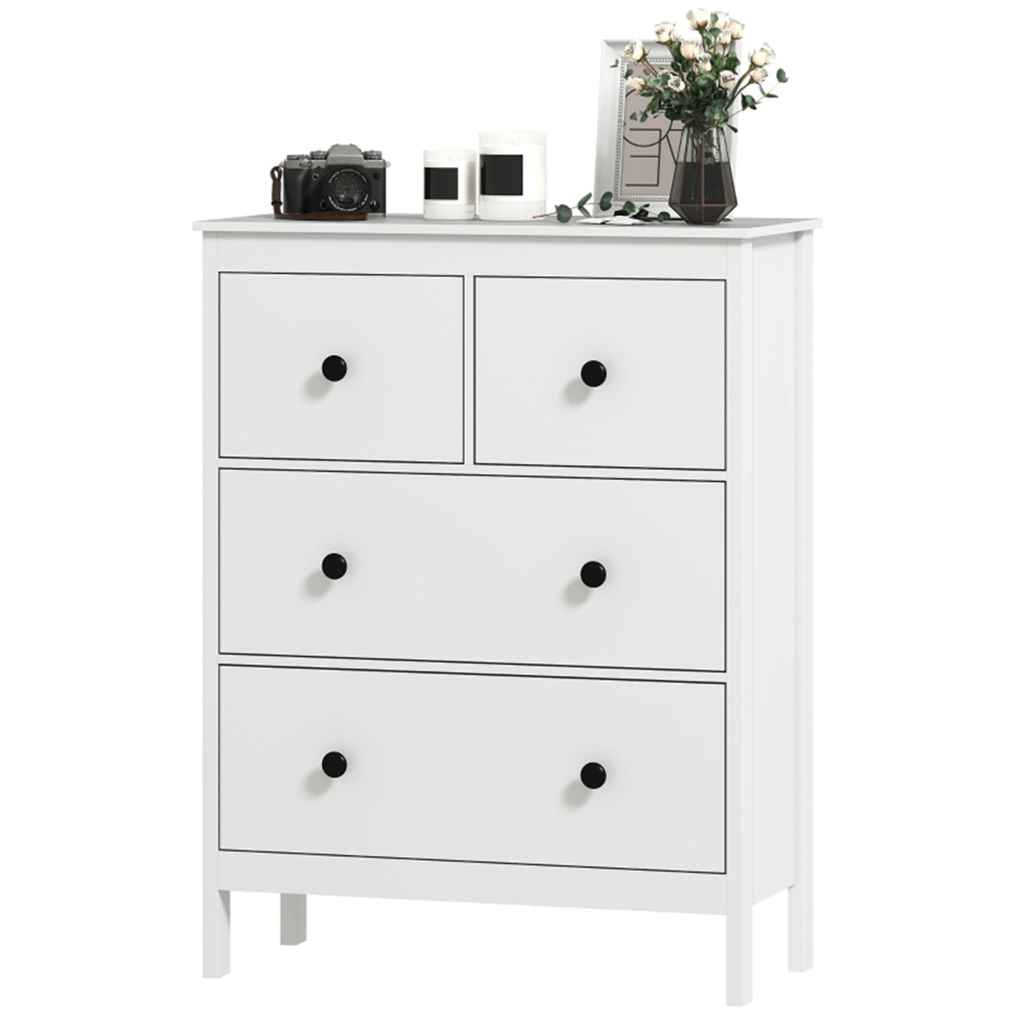 Kommode mit 4 Schubladen, für Kleidung & Bettwäsche, Wohnzimmer