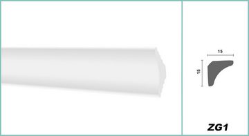 Hexim Deckenleiste ZG1, 1-Innenecke / 1-Außenecke, Deckenleisten modern XPS Styropor weiß, 2 Meter Stuckleisten Sytroporleisten Zierleisten Stuck Eckleisten
