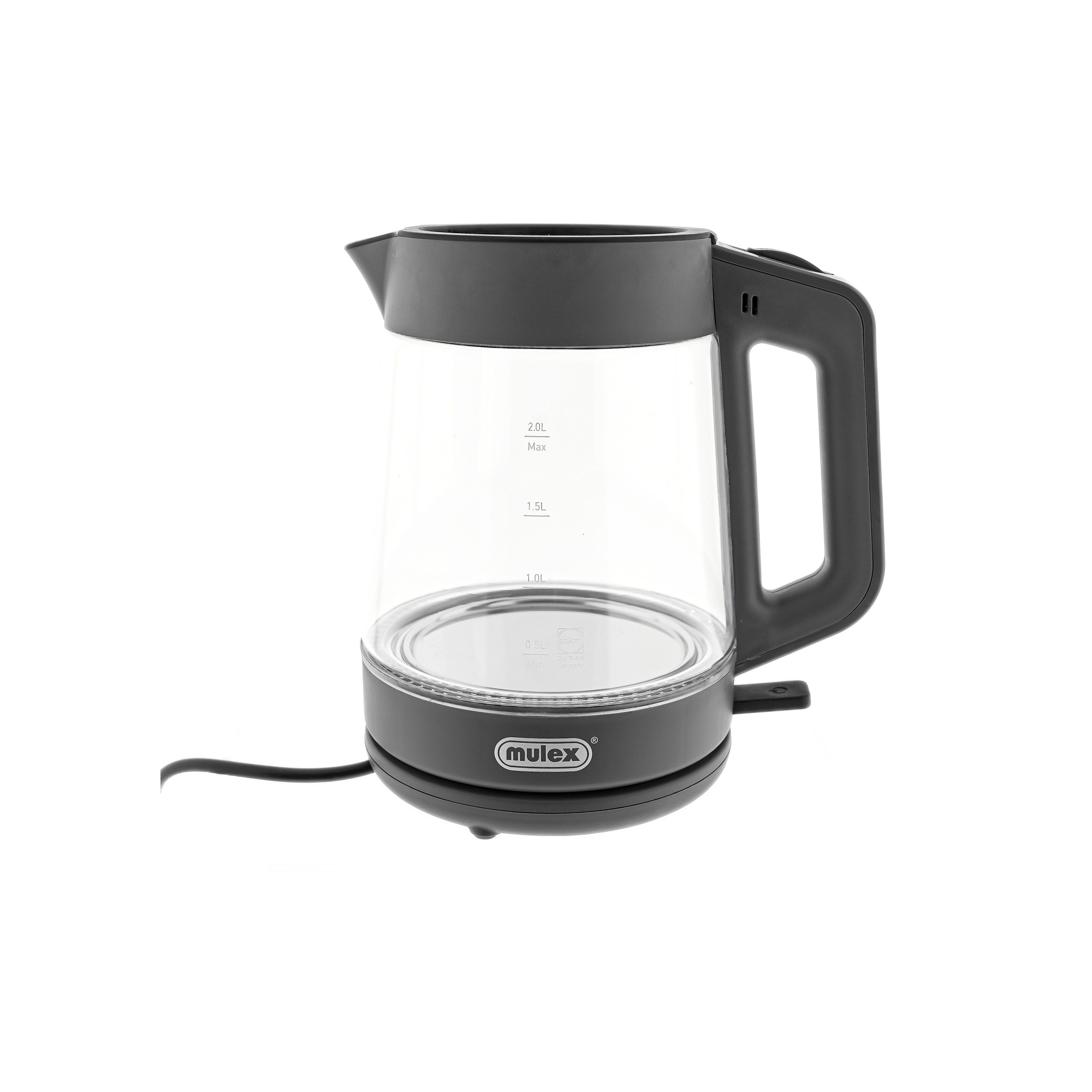 Mulex Wasser-/Teekocher Tee Express 2-in-1 aus Glas - 1L + 2L - Grau